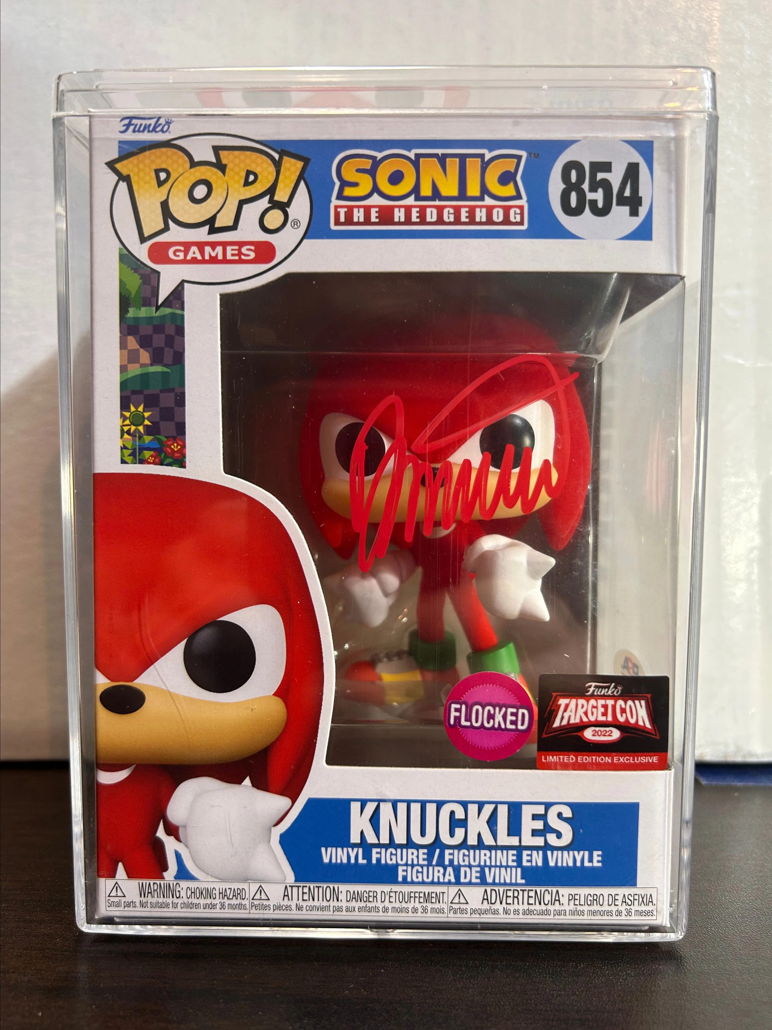 Product image for Dave B. Mitchell Signed Knuckles Flocked 2022 TargetCon LE Excl Sonic the Hedgehog Funko Pop 854