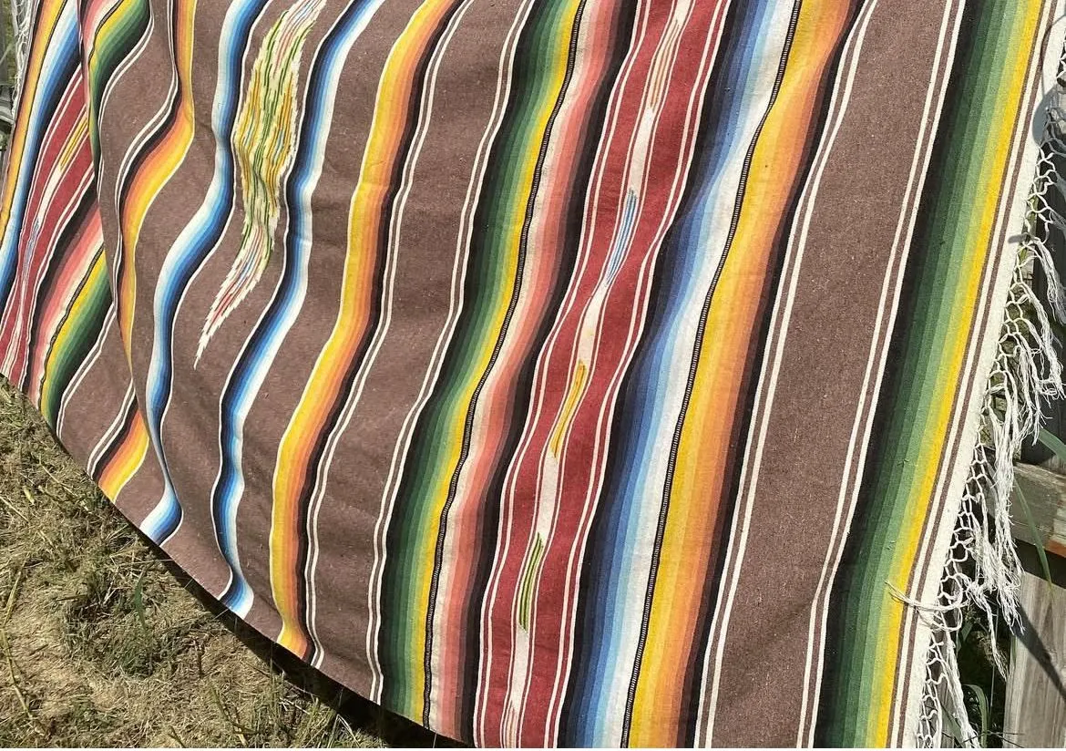 Product image for 19.  Boho FARMHENIAN Vintage RARE Saltillo Serape Blanket