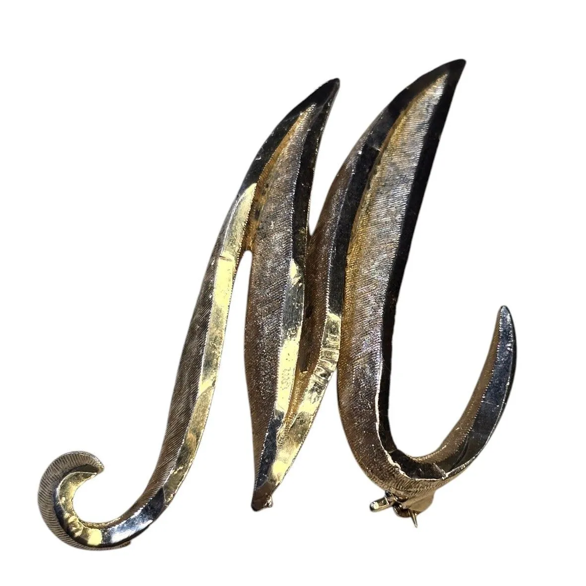 Product image for 006 Vintage 2" Mamselle Initial Brooch. Can be used as a M or W. 