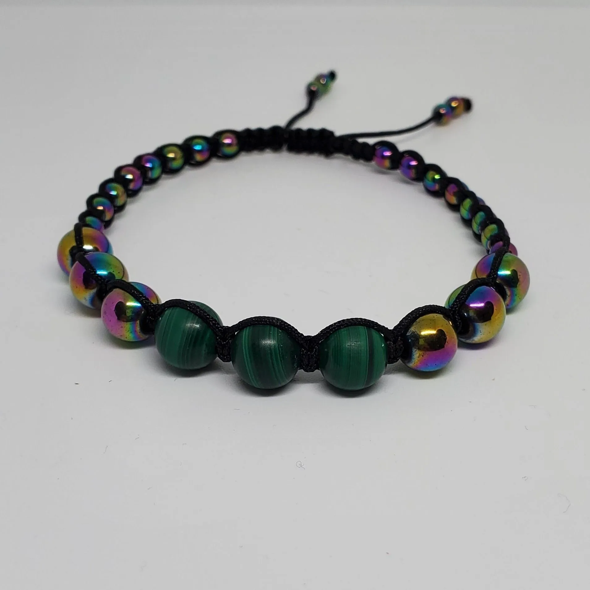 Product image for Malachite and Rainbow Hematite Drawstring Bracelet