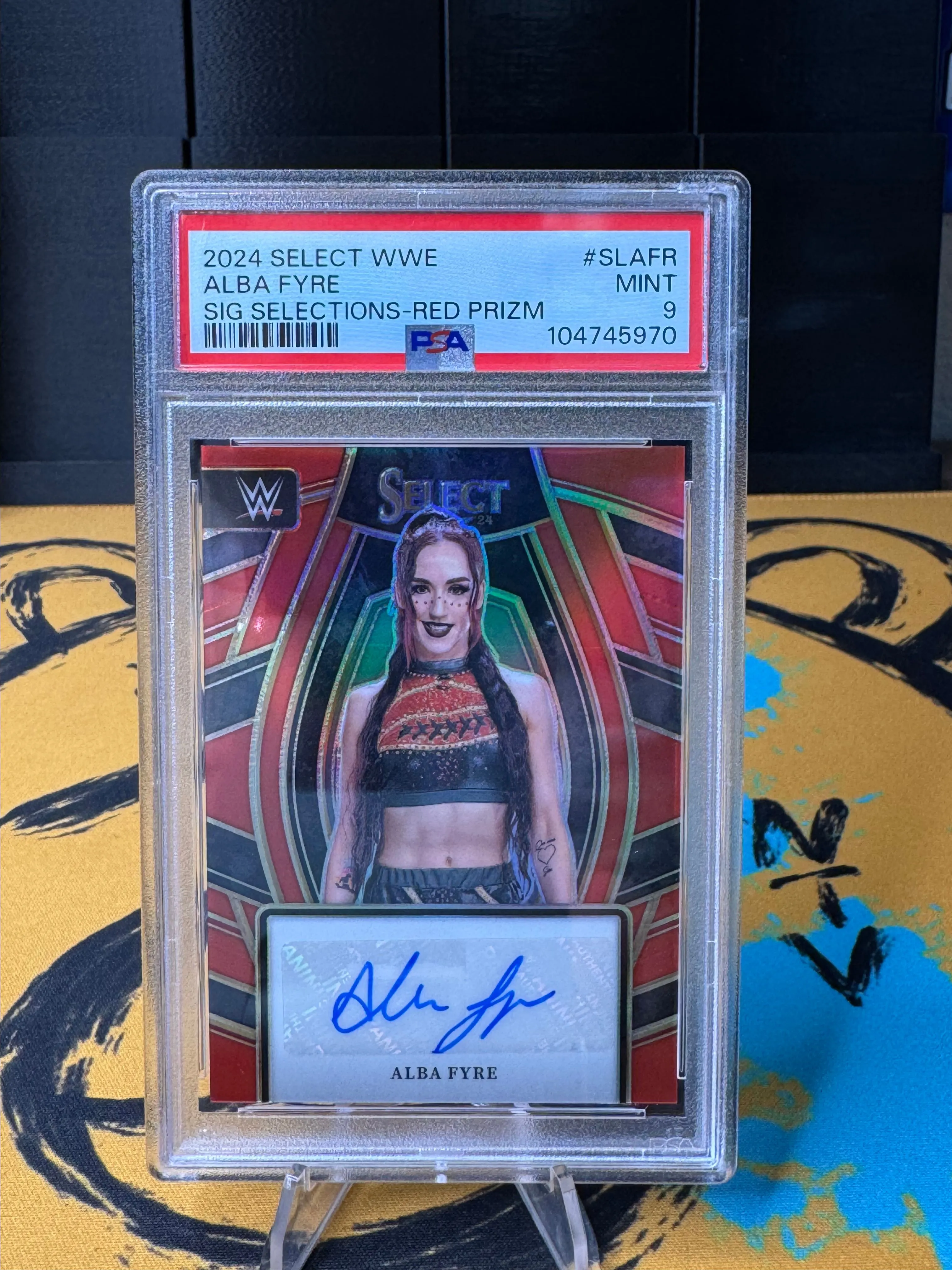 Product image for WWE 2024 Select Alba Fyre Red Auto /99 PSA 9