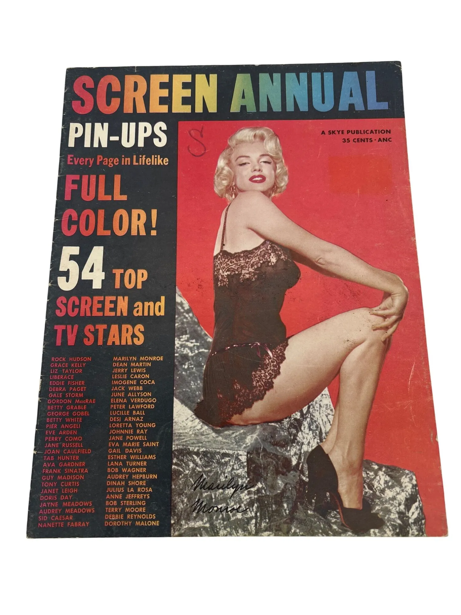Product image for 1955 Screen Annual Pin-Ups Magazine Marilyn Monroe Cover Full Color Photos Stars