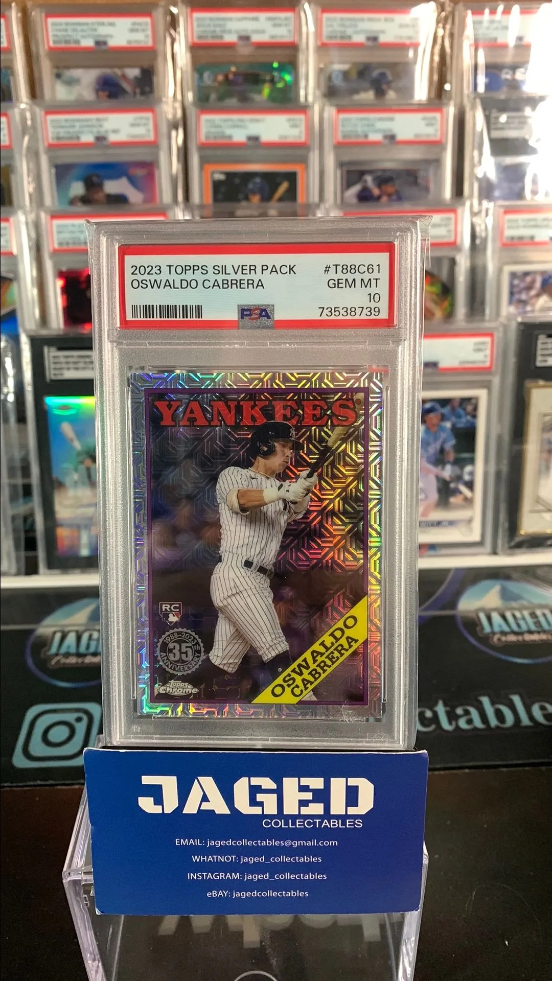Product image for 2023 Topps Silver Pack 1988 Chrome Promo Oswaldo Cabrera T88C61  PSA GEM MT 10