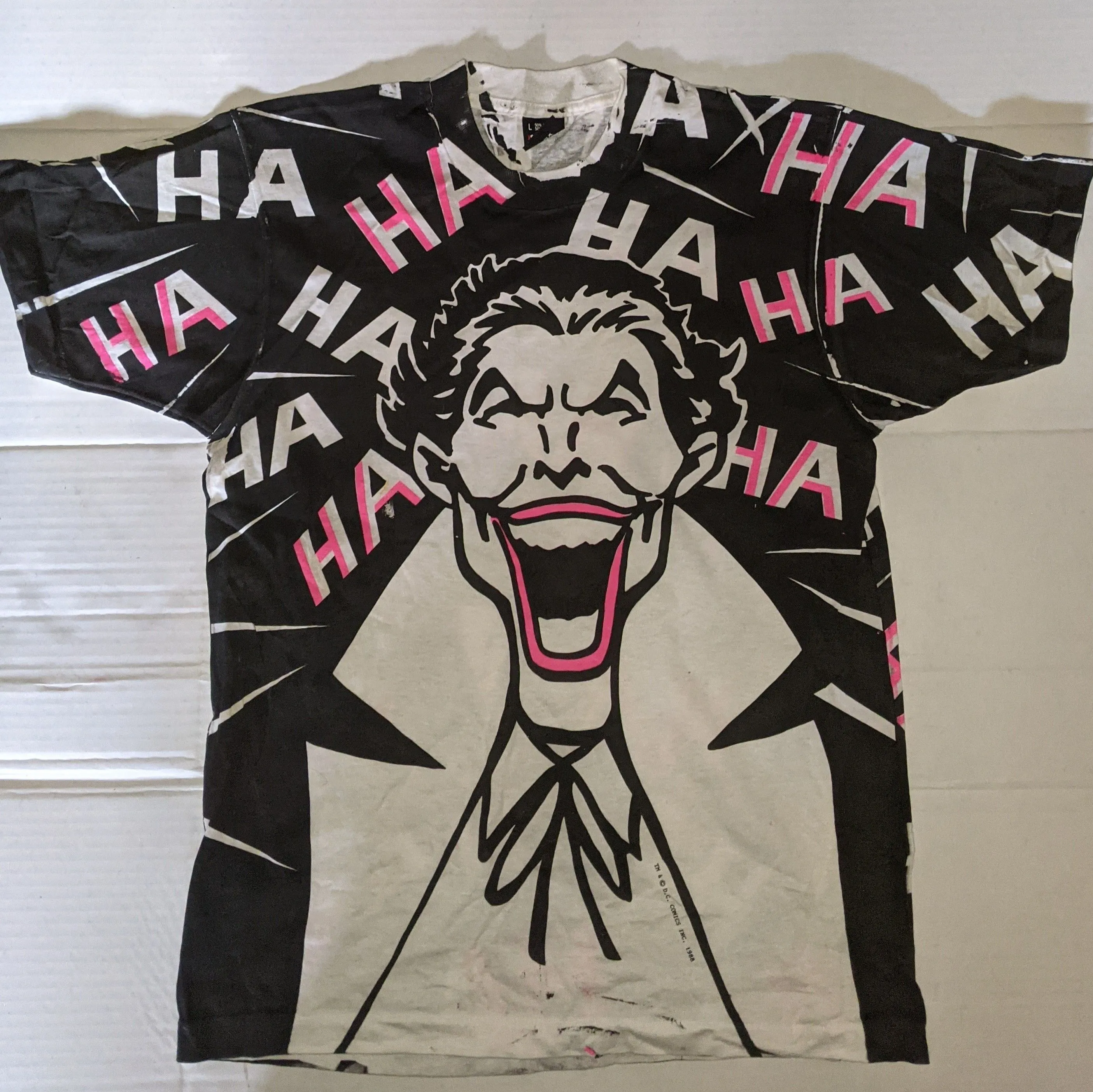 Product image for 1988 Joker T Shirt Screen Stars Best Size Large HTF DC Comics Batman HTF Overprint Joker