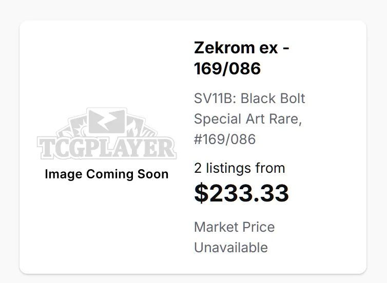 Product image for Zekrom ex - 169/086 - SV11B: Black Bolt (SV11B) SAR
