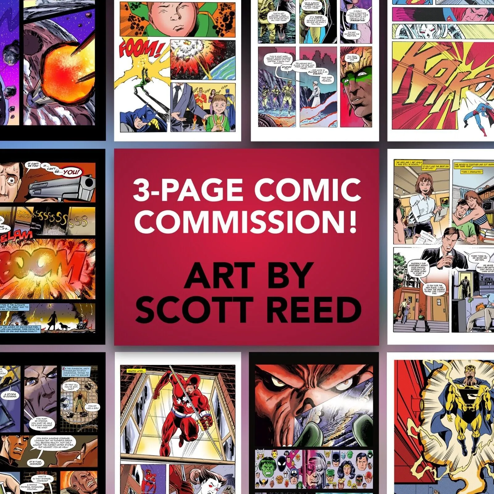 Product image for COMIC BOOK COMMISSION YOUR 3-PAGE STORY! ART BY SCOTT REED!