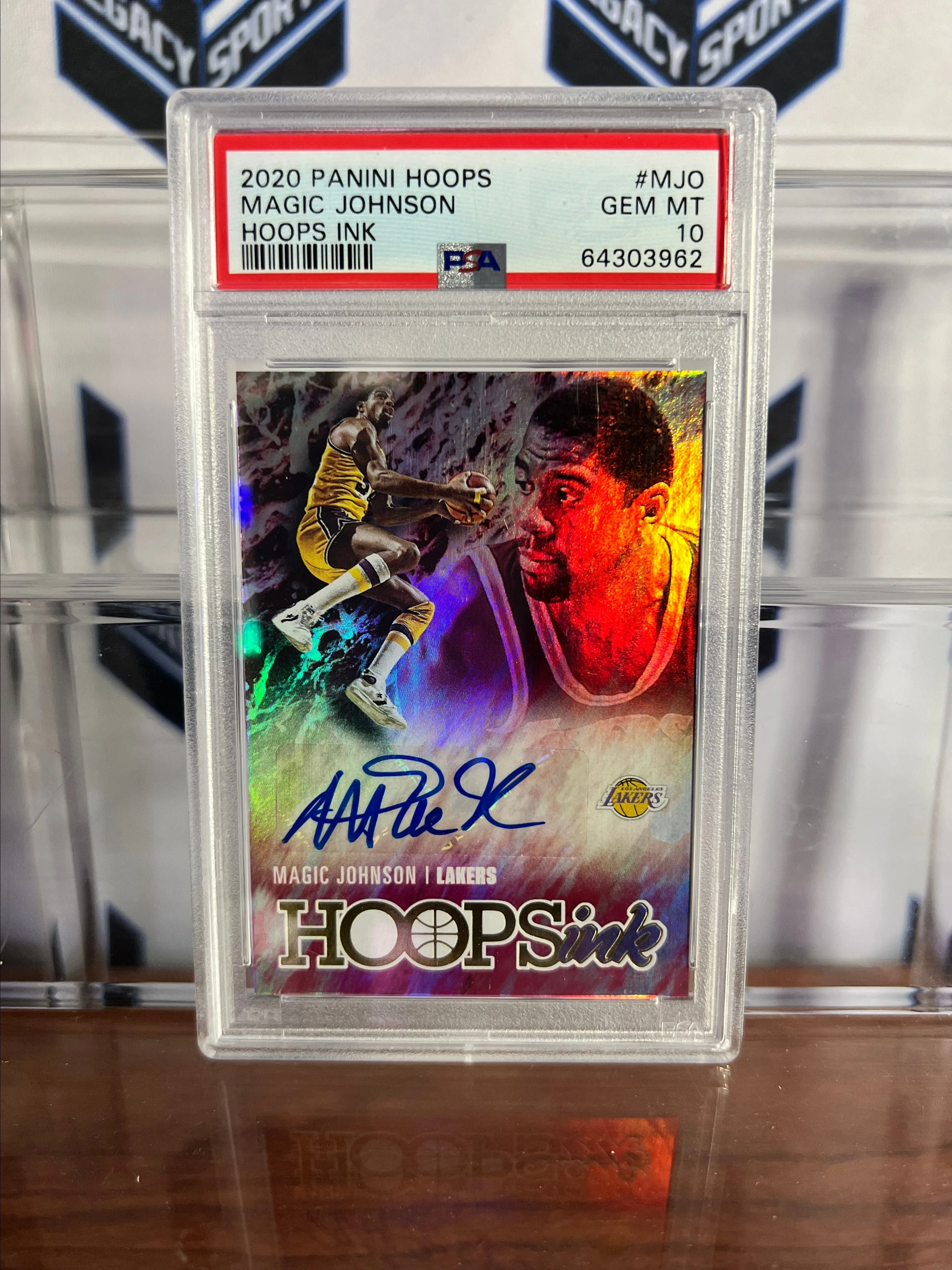 Product image for 2020-21 Magic Johnson NBA Hoops Ink Autograph Auto, Lakers, PSA 10, Low Pop RARE