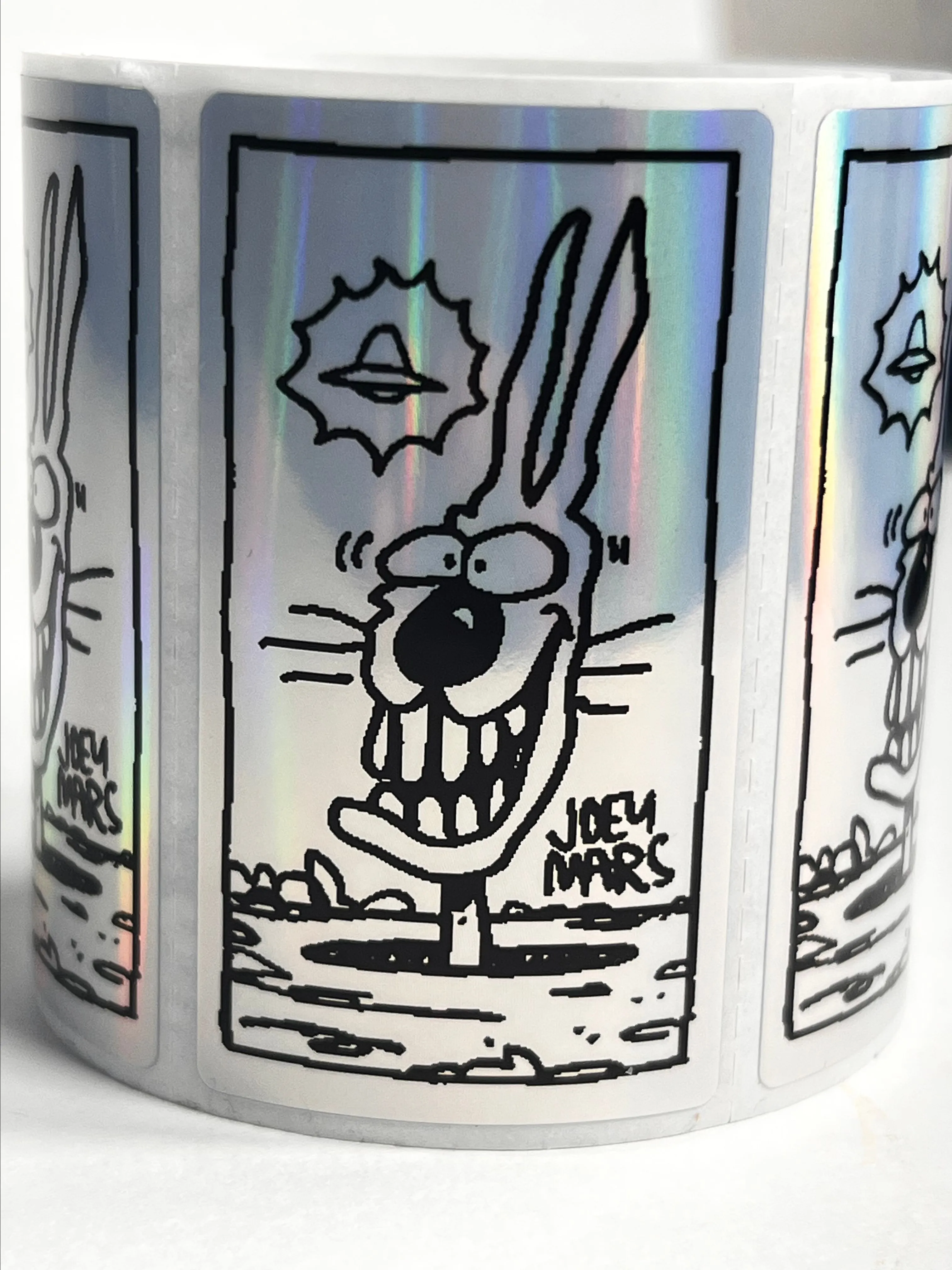Product image for 50 Pack of Rabbit 2.25.1.25 Inch Hologram Stickers by Joey Mars