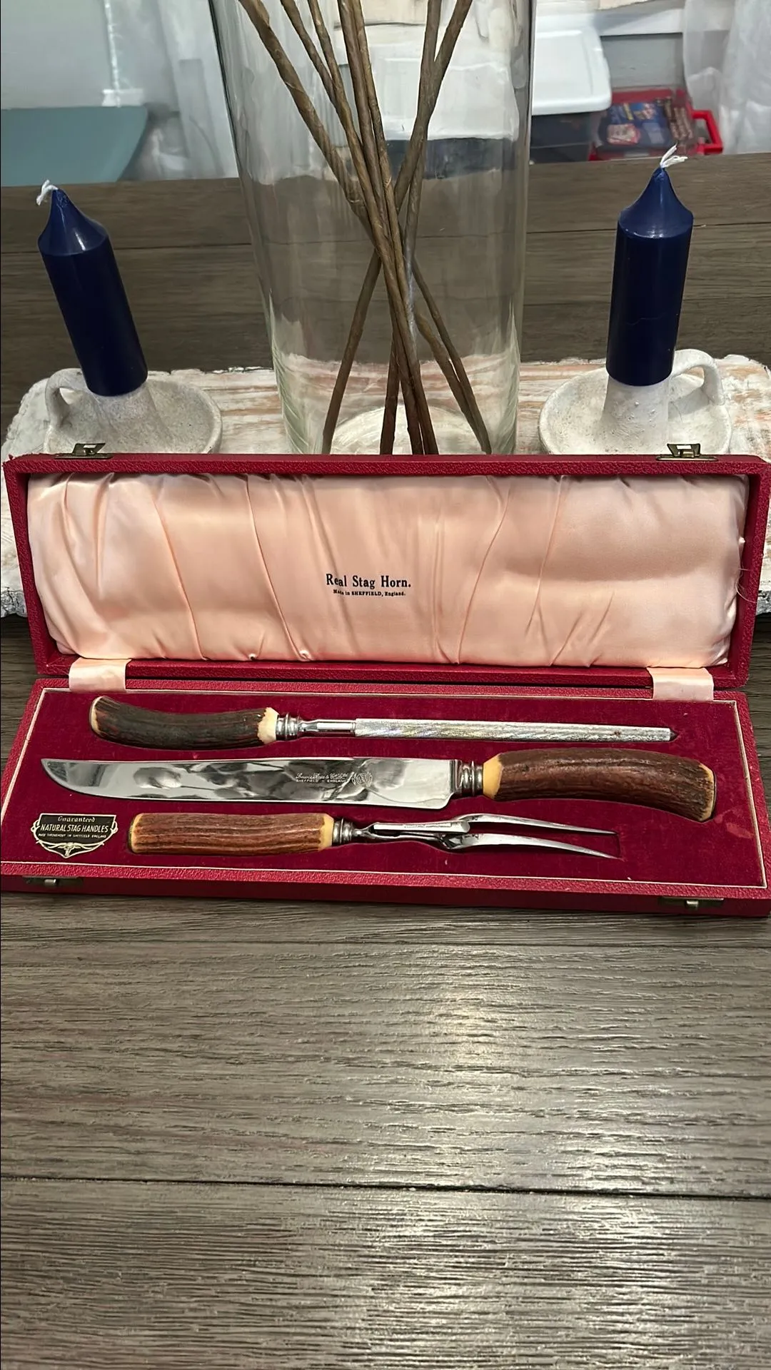 Product image for Vintage Real Stag Horn Cutlery Carving Set