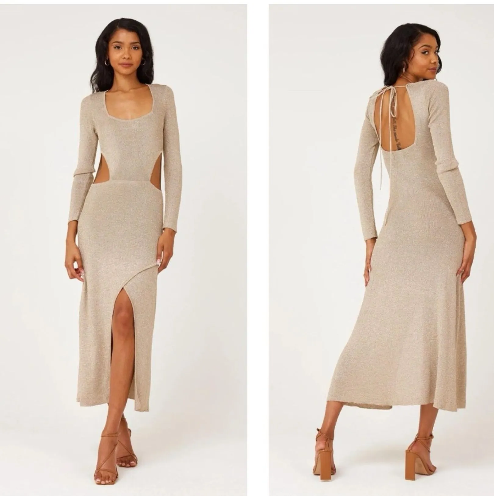 Product image for 42. NWT MISA Minka Cut-out Midi Dress in Lurex Jersey Size S