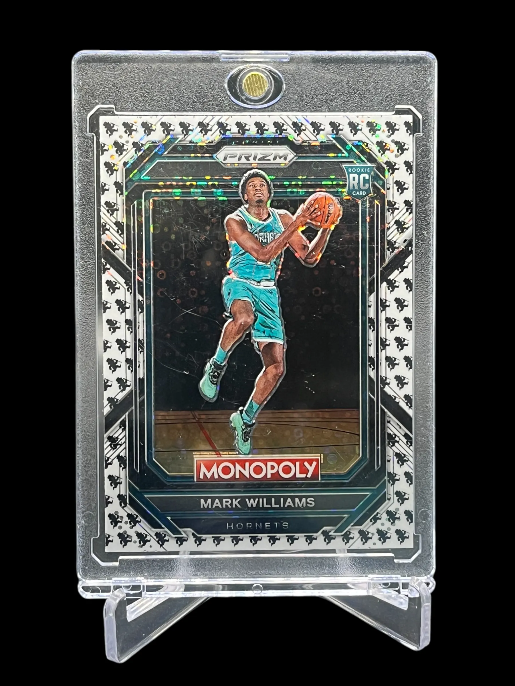 Product image for 2022-23 Panini Prizm Monopoly Mark Williams RC Running Mr. Monopoly Hornets #12