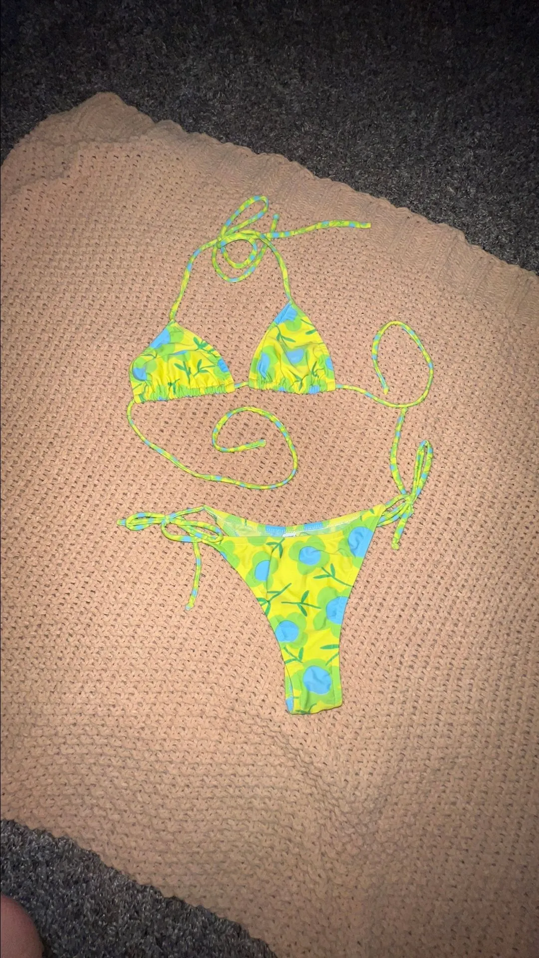Product image for vintage yellow green blue floral bikini set