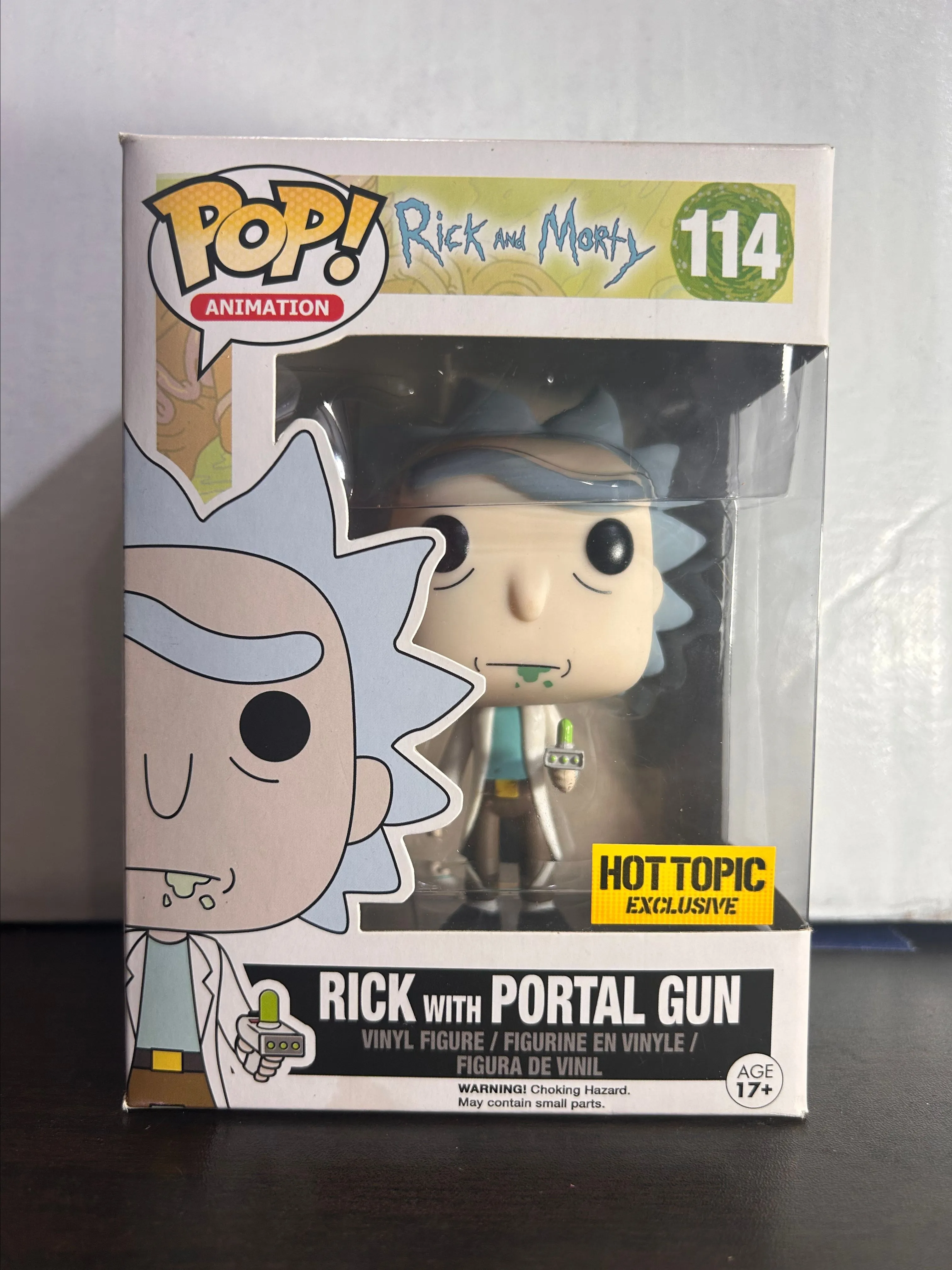 Product image for Rick with Portal Gun Hot Topic Excl Rick and Morty Animation Funko Pop 114 with Protector