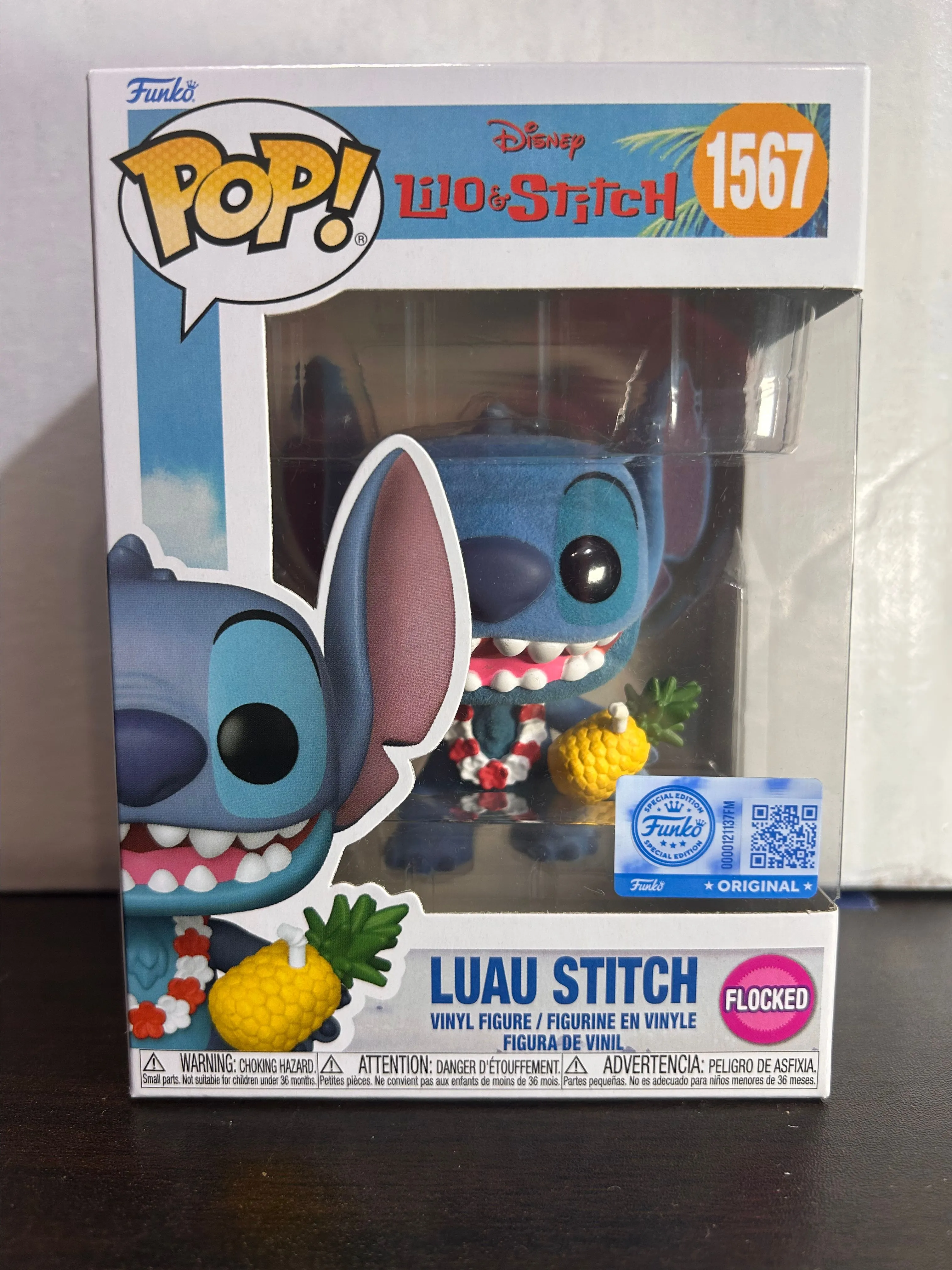 Product image for Luau Stitch Flocked Special Edition Lilo & Stitch Disney Funko Pop 1567 W Prot
