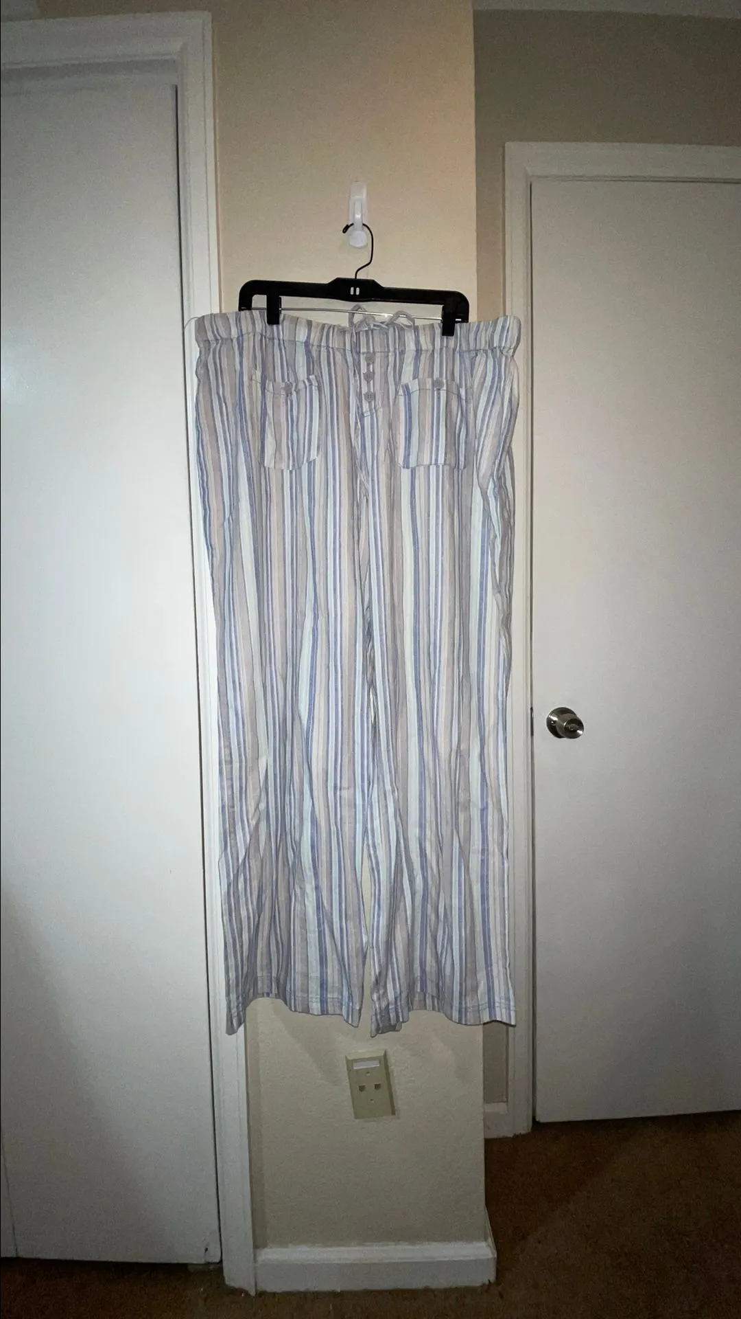 Product image for 107 - sz. 24 (3X) Style and Me Drawstring Linen/Rayon Blend Pants- so cute! - NWOT- 31 in. Inseam