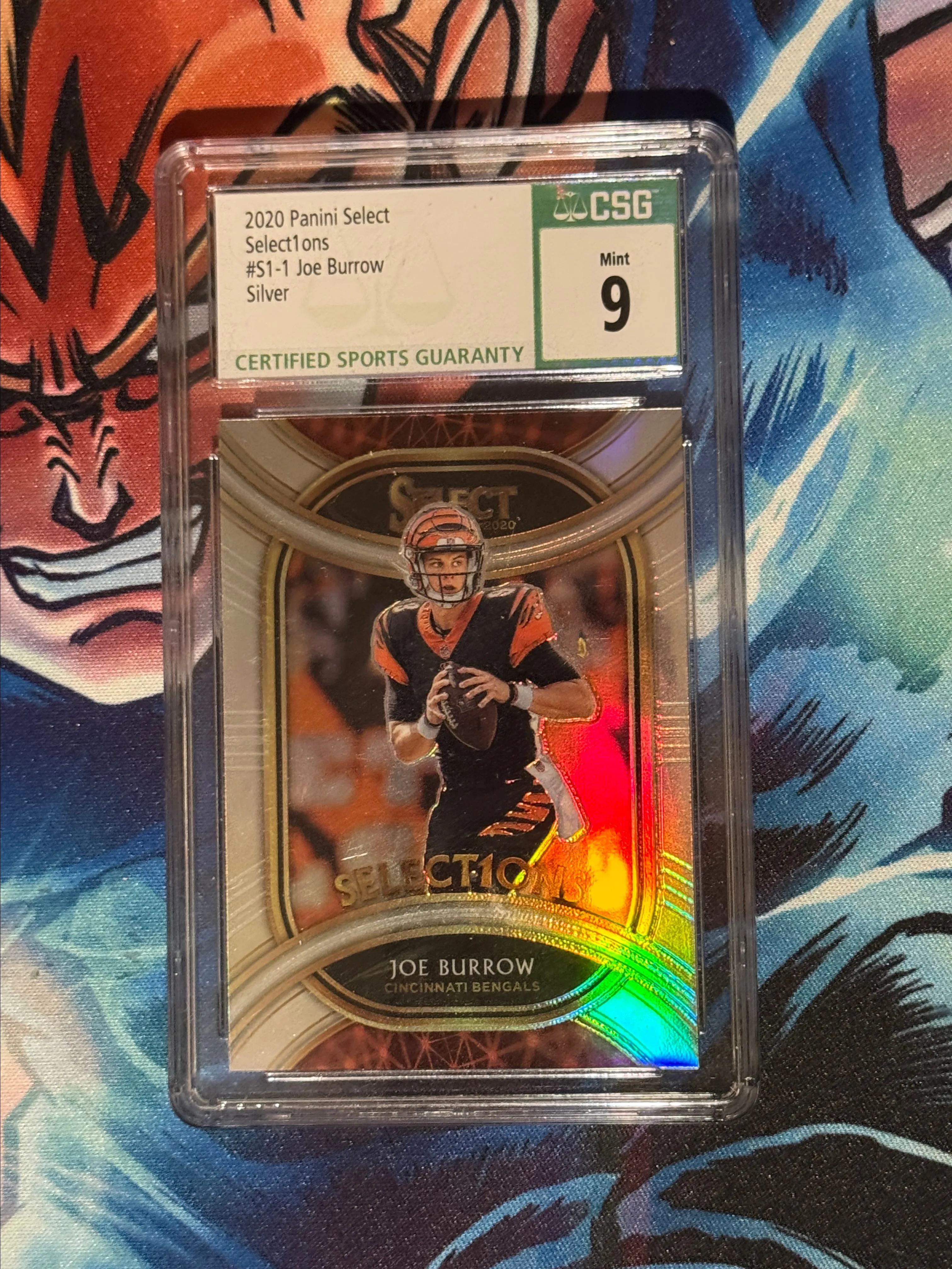 Product image for Joe Burrow 2020 Select Selections Silver Prizm Rookie PSA 9 #S1-1 Bengals