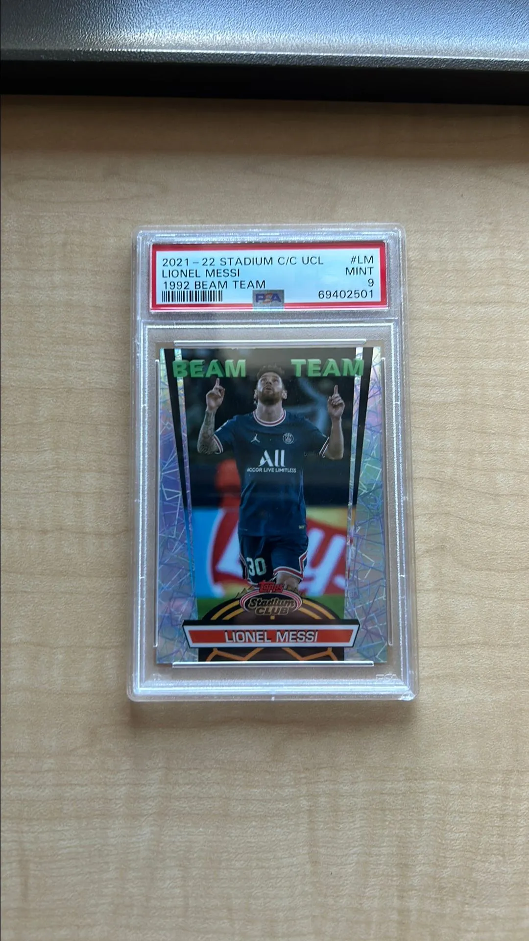 Product image for 2021-22 Topps Stadium Club Chrome Uefa Champions League 1992 Beam Team Lionel Messi 1992 Beam Team P