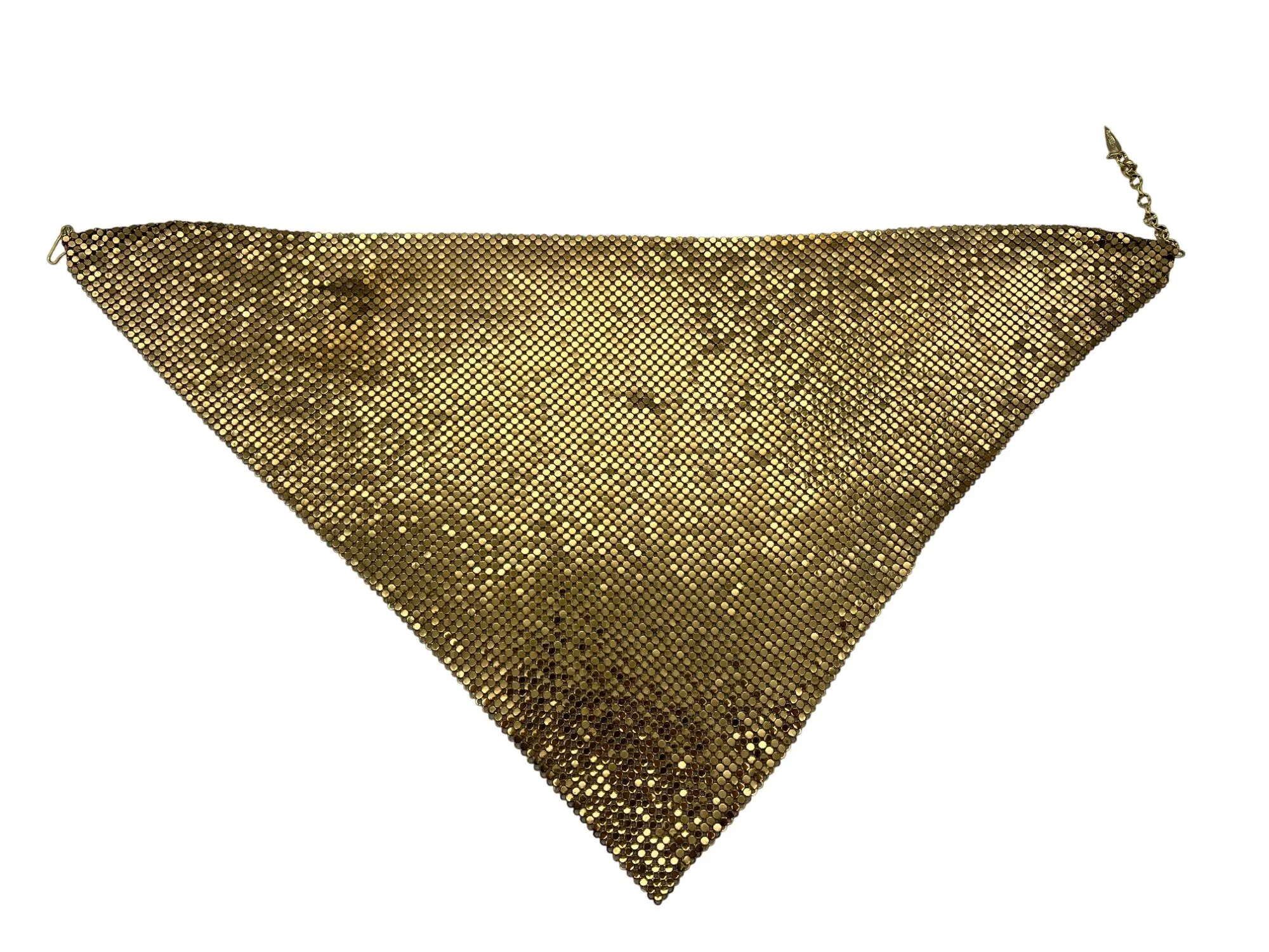 Product image for Whiting And Davis Gold Tone Mesh Bib Necklace 1980s Evening Glam 16 Inches Wide
