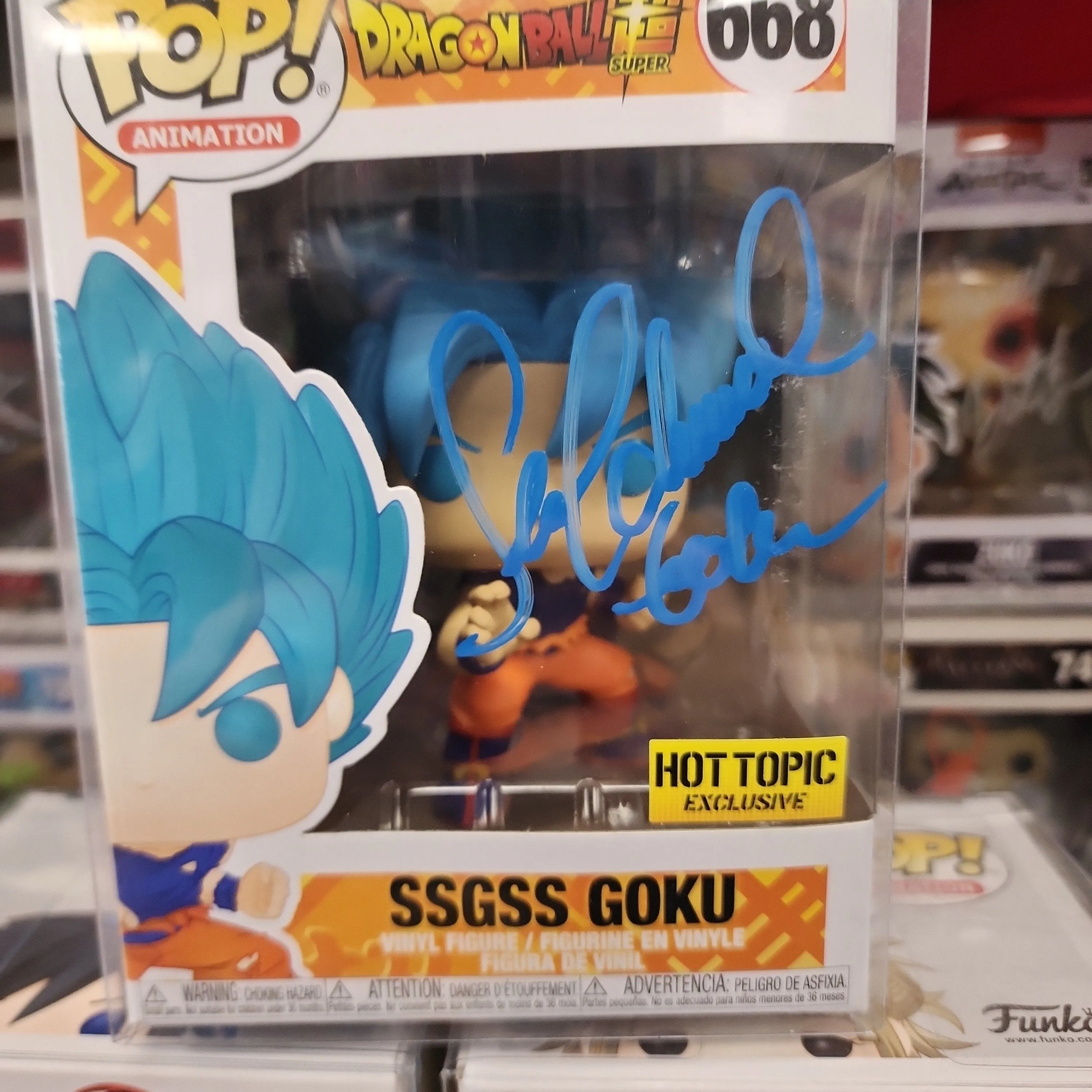 Product image for SEAN SCHEMMEL SIGNED SSGSS GOKU HOT TOPIC EXCLUSIVE FUNKO POP DRAGON BALL JSA
