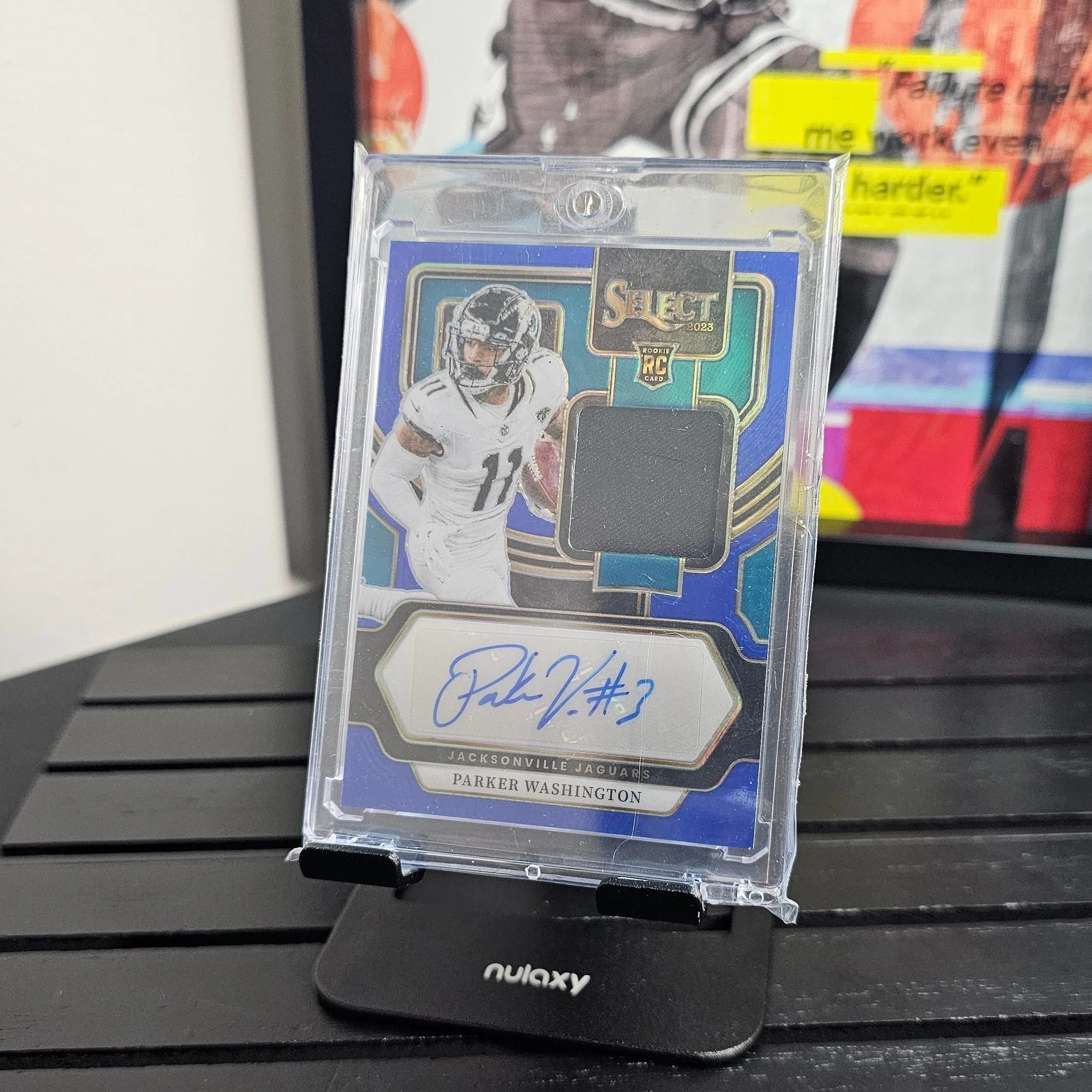 Product image for Parker Washington Jackson Jaguars 2023 Panini Select Blue Prizm #RSM-PWA Auto RC
