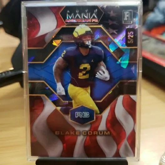 Product image for 2024 Wild Card Auto Mania BLAKE CORUM 5/25 RC American LA RAMS RB MICHIGAN!