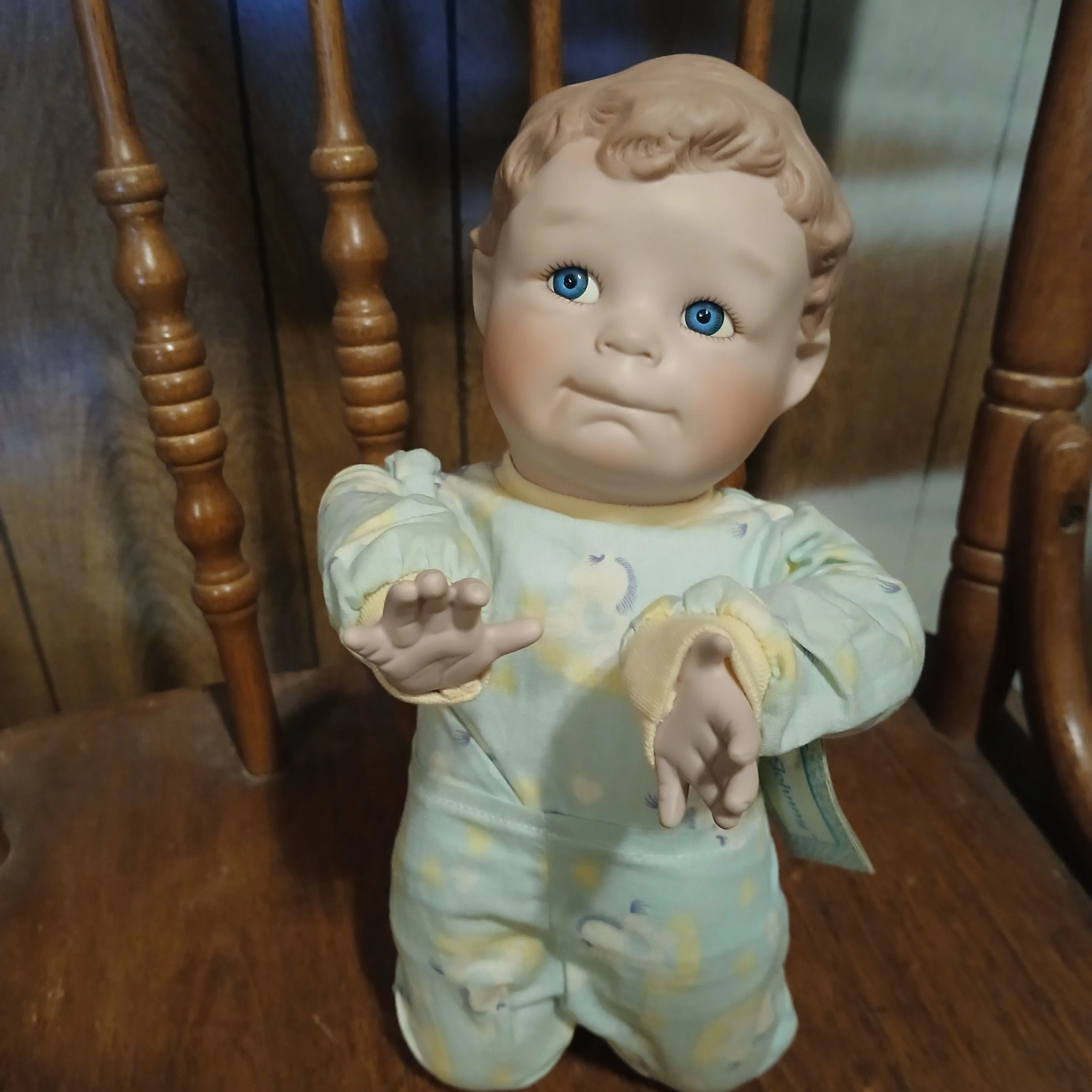 Product image for Kneeling Little Boy Porcelain Doll