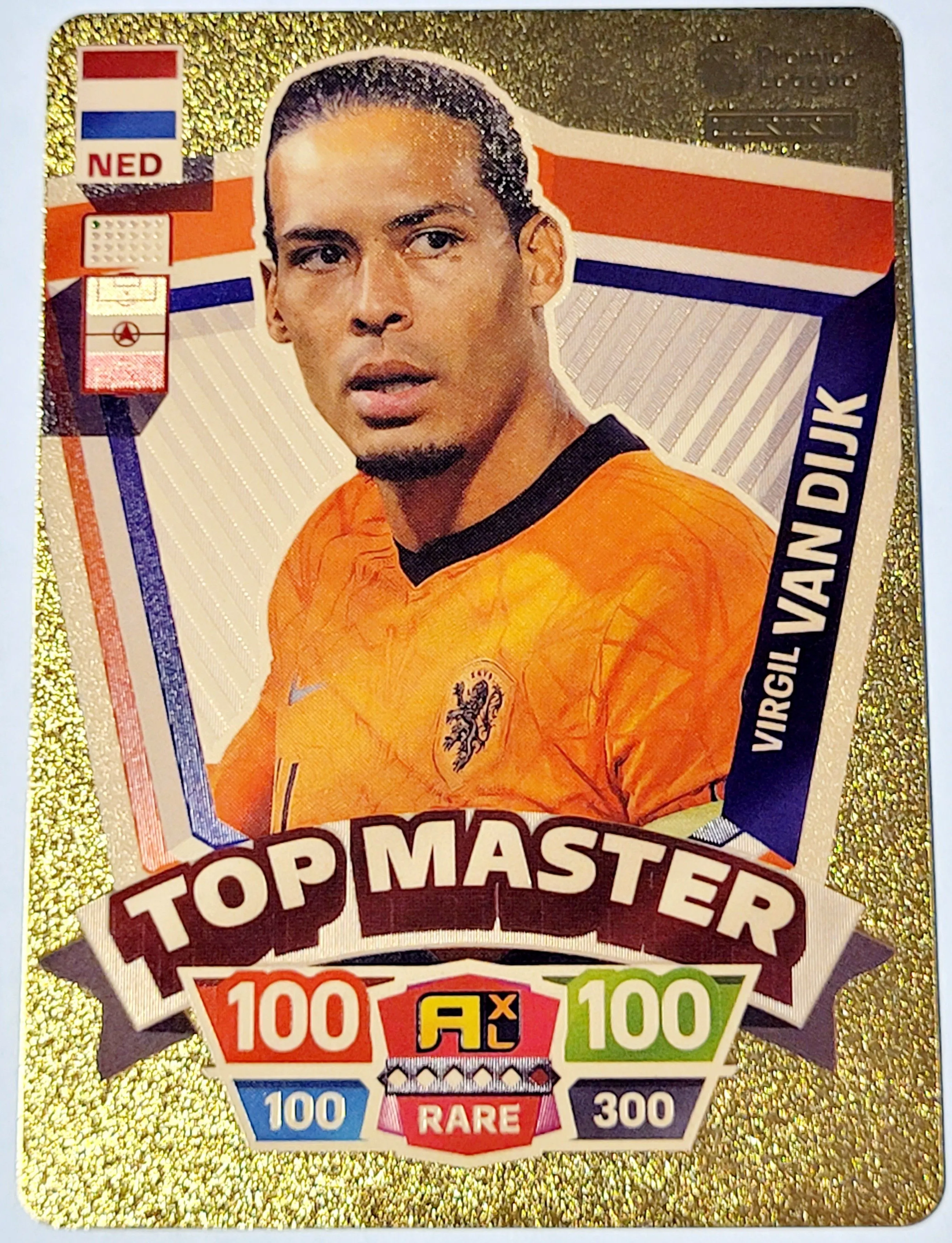 Product image for 2022 Virgil Van Dijk Panini World Soccer Stars Top Master Plastic GoldColor Card Near Mint Condition