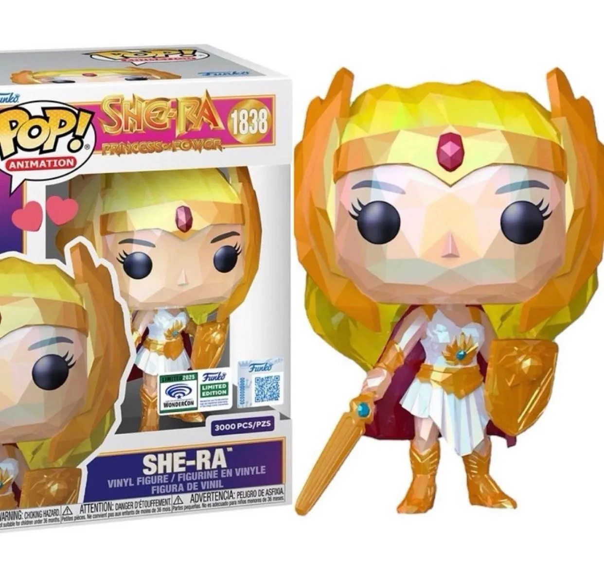 Product image for SHE-RA (FACET) HE-MAN 2025 WONDERCON EXCLUSIVE FUNKO POP! OFFICIAL CON STICKER!