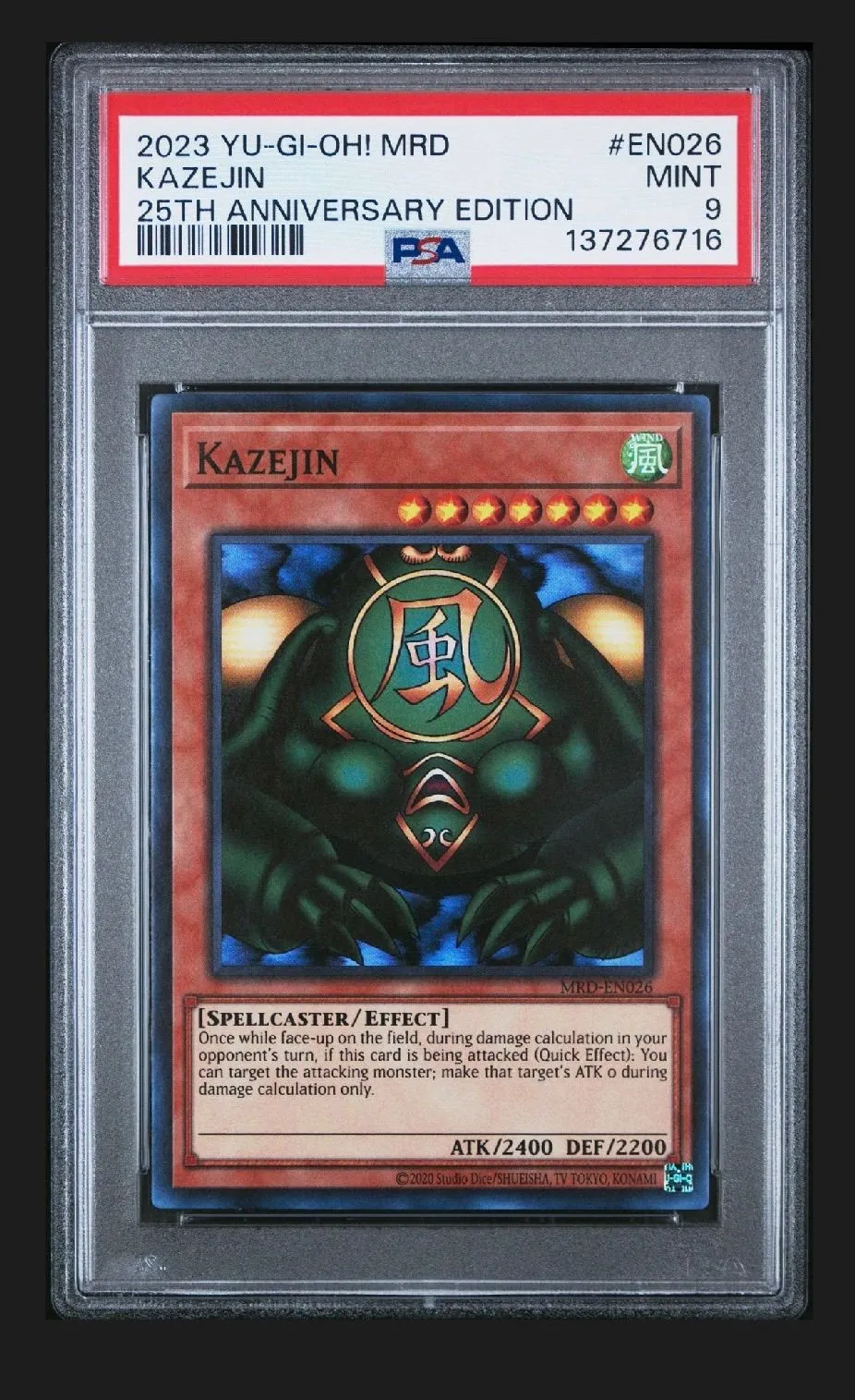PSA 9 - Kazejin MRD-EN026 Super Rare 25th Anniversary Edition Yugioh! 2023   Whatnot: Shop, Sell, Connect
