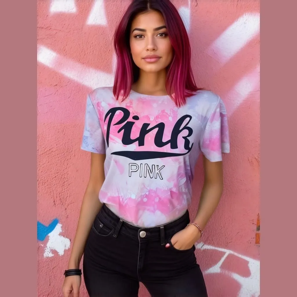 Product image for Women's Victoria’s Secret Pink Tie Dye T-Shirt Size S