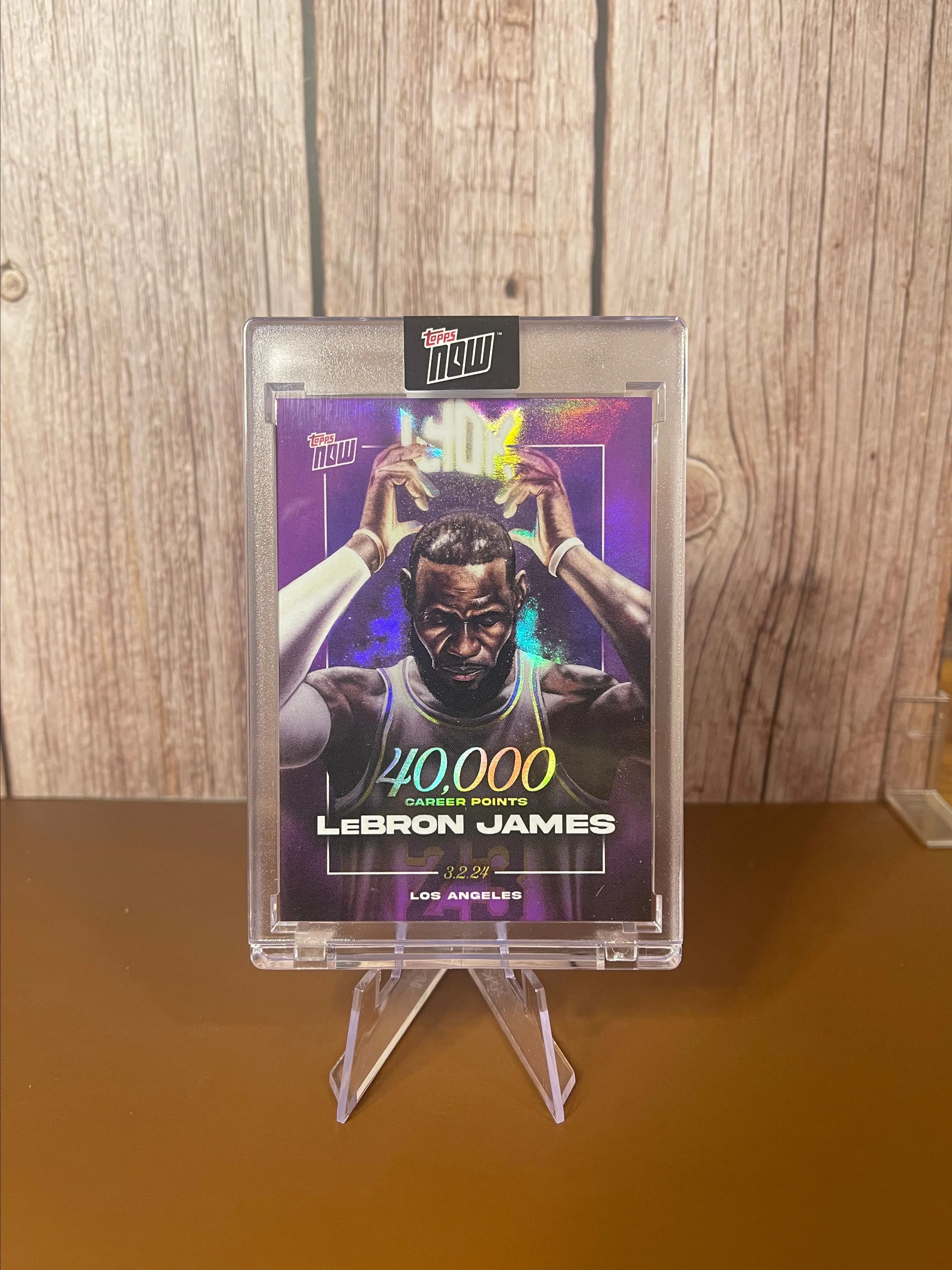 Topps Now Basketball Card LeBron James 2023 Topps Now 40000 Points Card  #LJ40K PSA 10 Graded - Career Milestone LeBron James Card