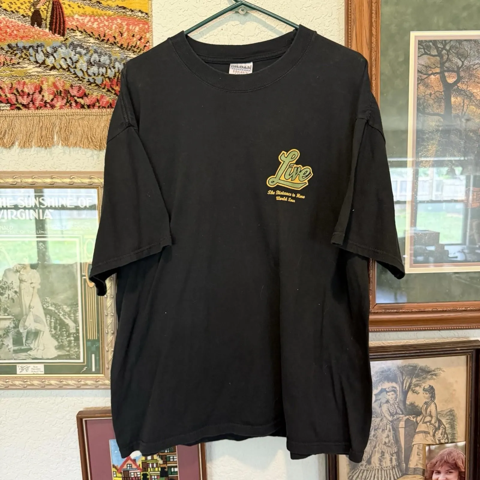 Product image for Vintage 1999 RARE Live The Distance To Here Local Crew Rock Tour Shirt Size XL