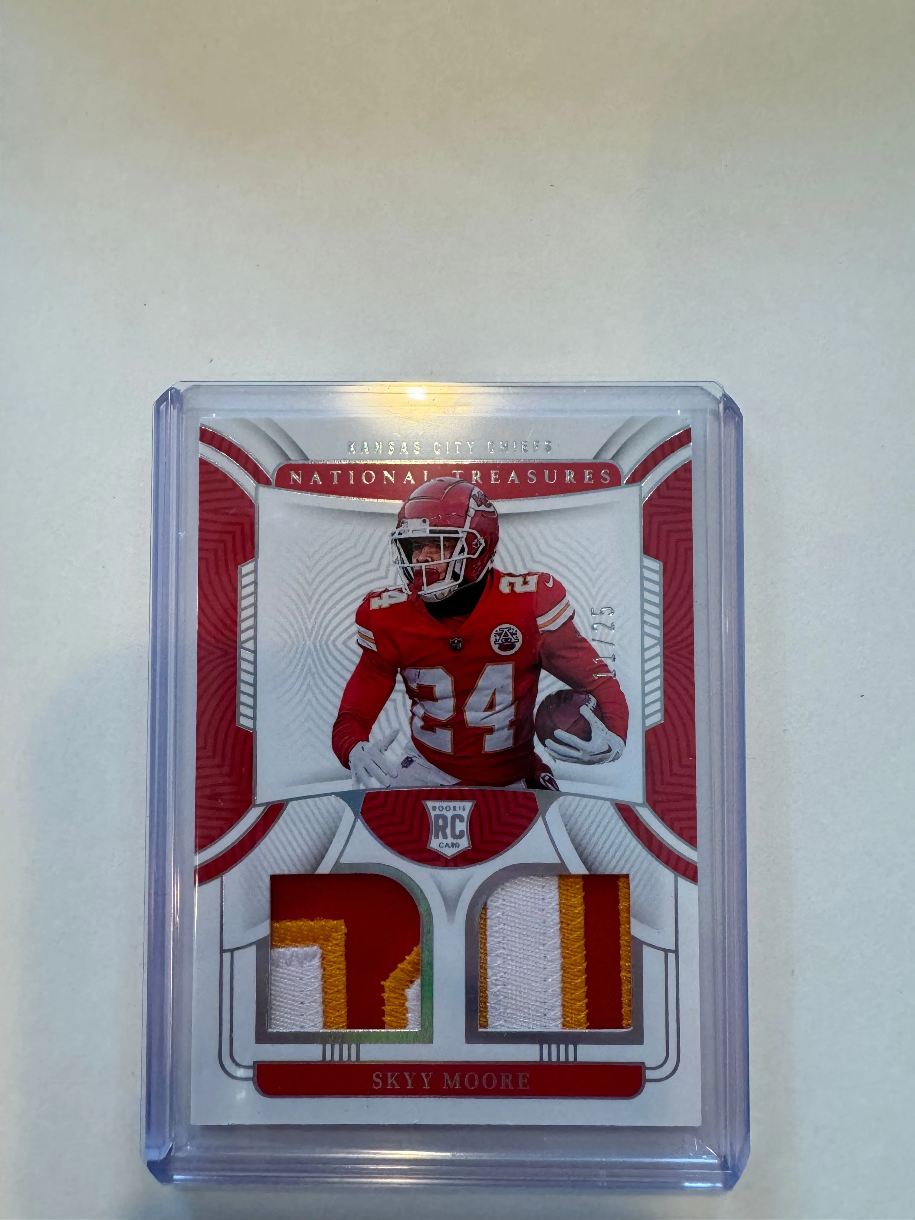 Product image for Panini Skyy Moore National Treasures Tri-Color Patch Jersey Rookie Card 11/24