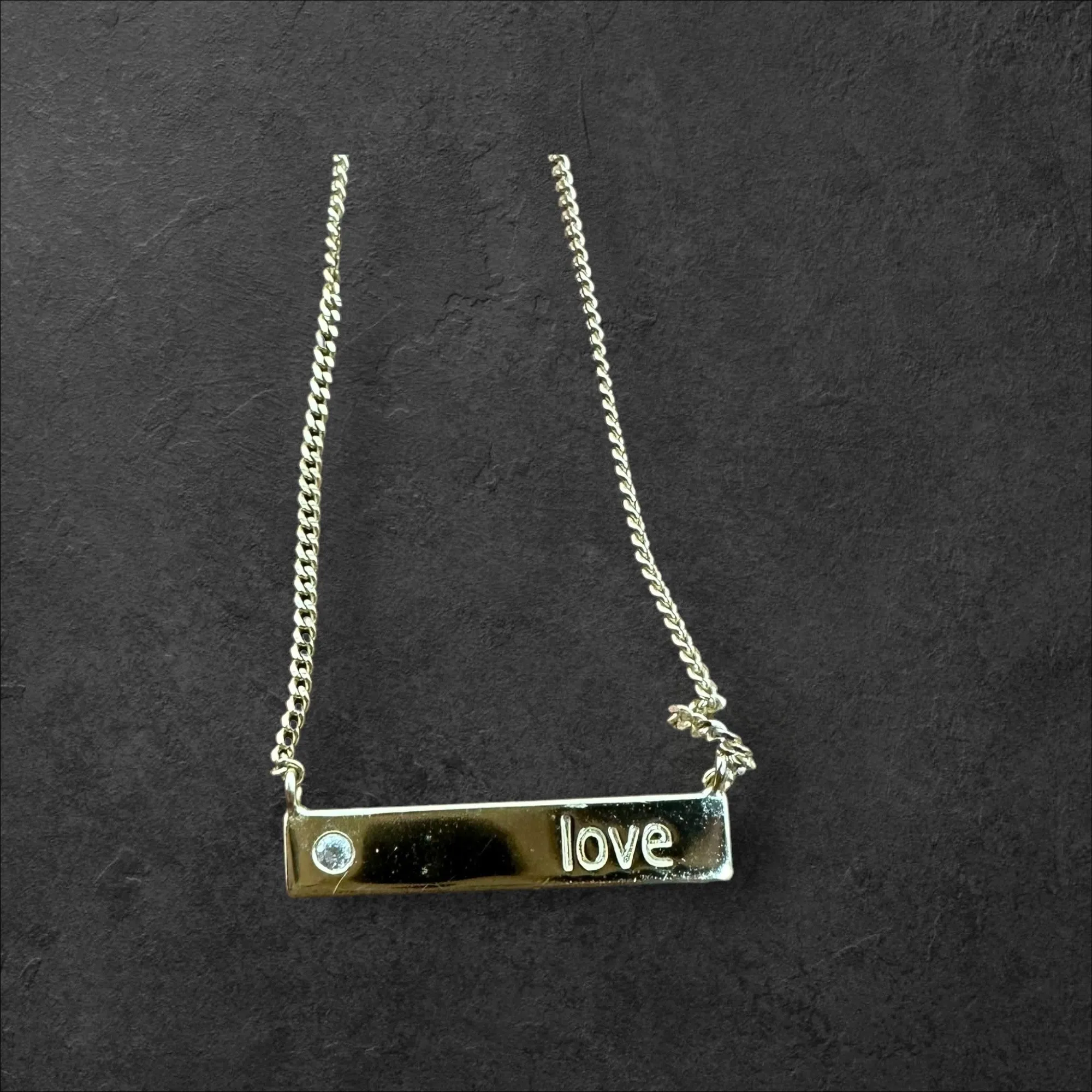 Product image for "LOVE" Gold Plated Necklace with Rhinestone