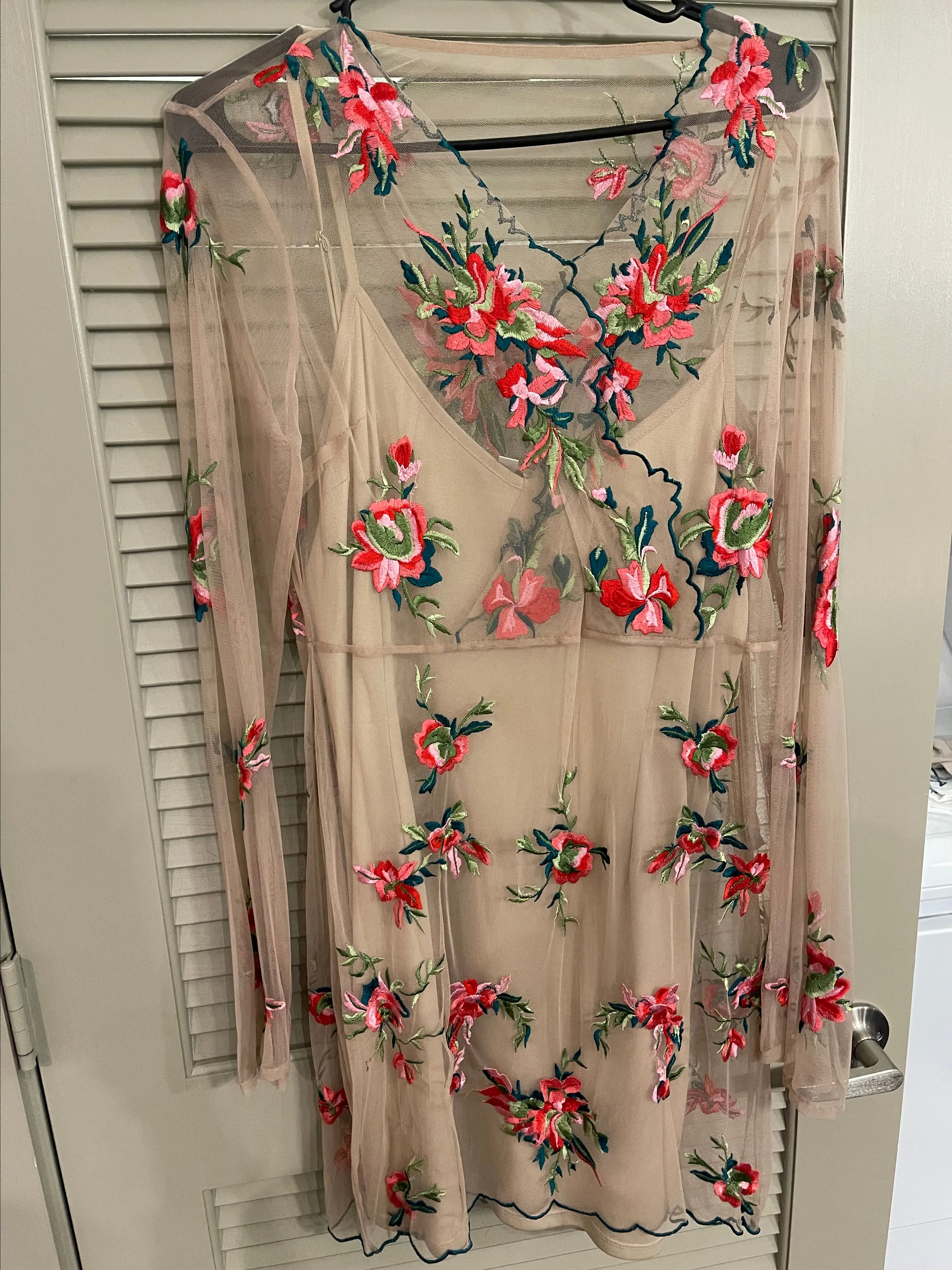 Product image for Guess Sheer Floral Dress Large
