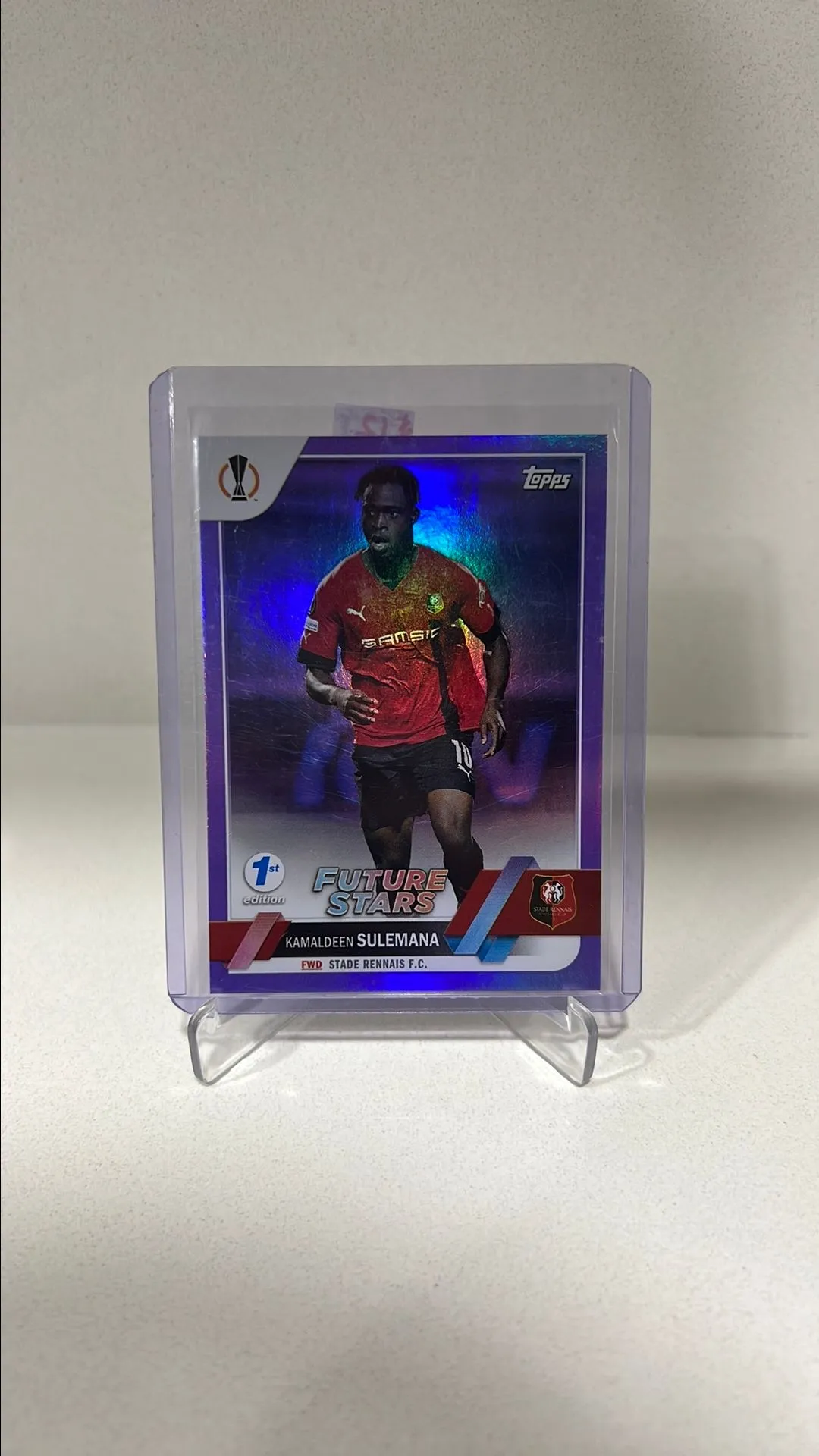Product image for Kamaldeen Sulemana Stade Rennais FC /30 Purple Foil Topps UEFA Club Competitions 1st Edition 2022-23