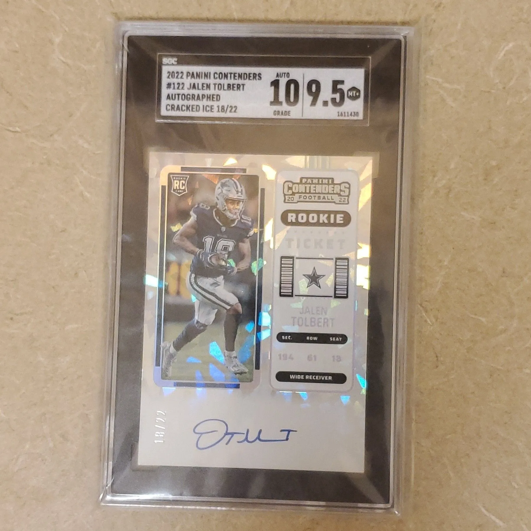 Product image for 2022 Panini Contenders Jalen Tolbert Cracked Ice Auto Rc 18/22