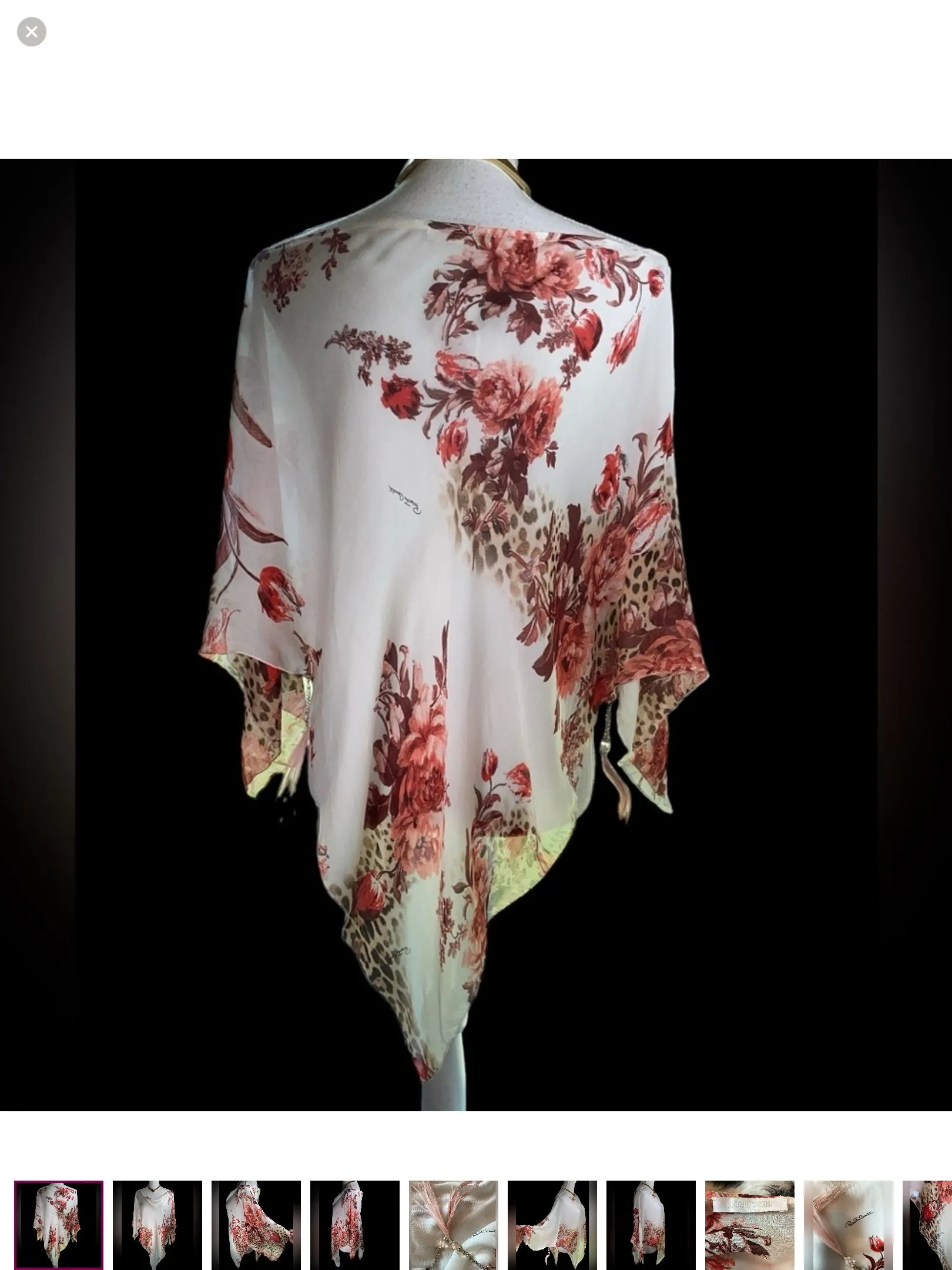 Product image for Vintage Roberto Cavalli Floral Silk Poncho