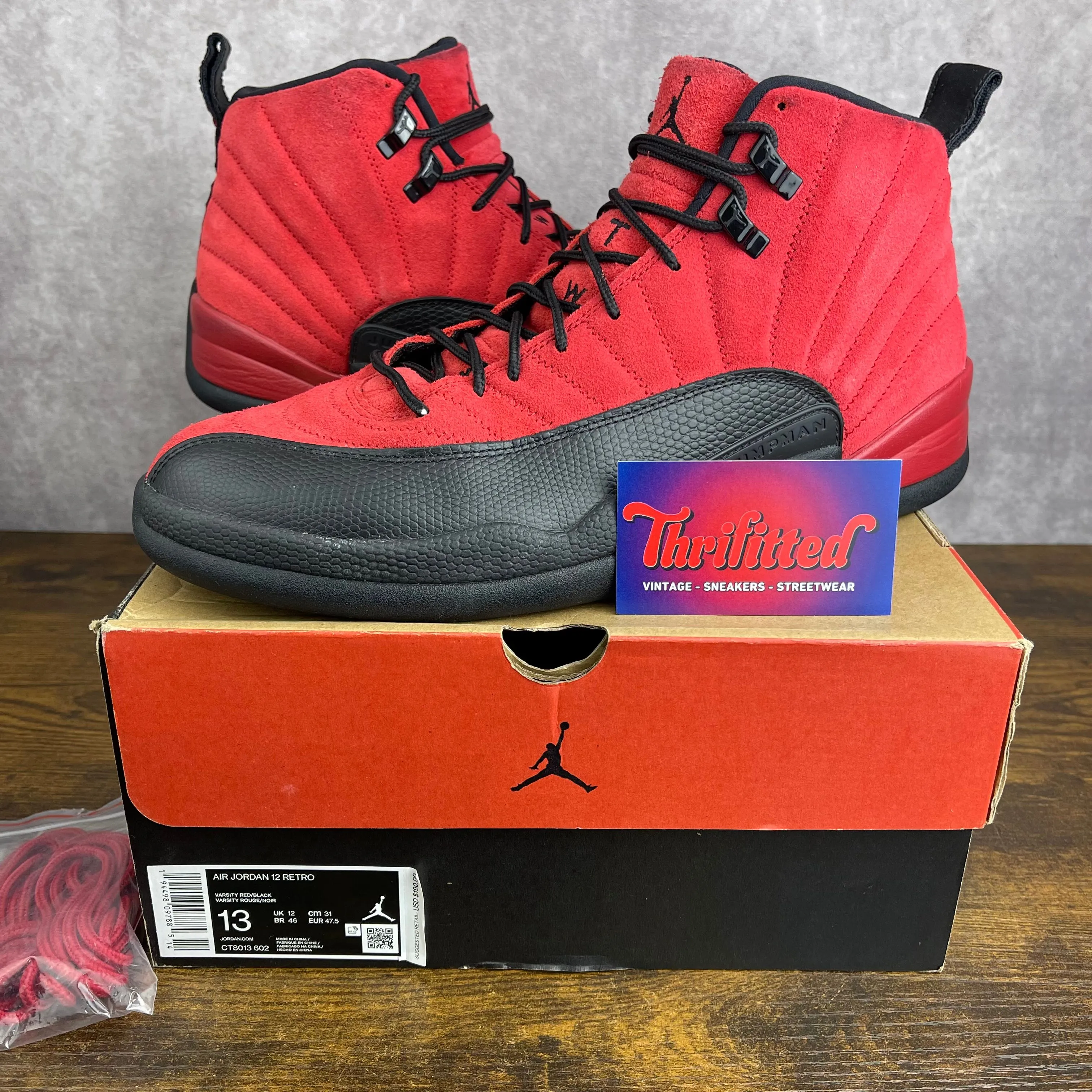 Background Red Retro 12's Jordan 12 Retro Reverse Flu Game