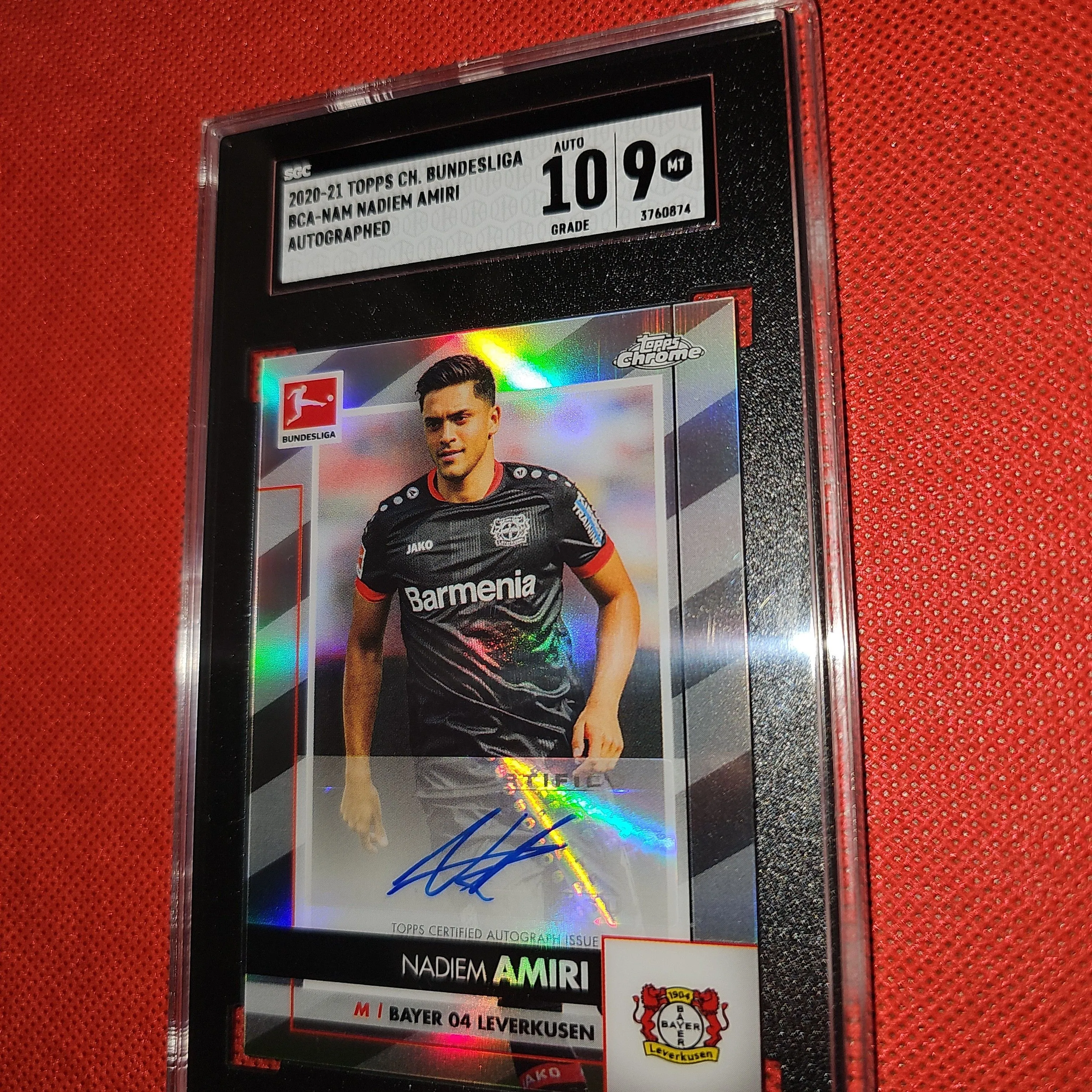Product image for 2020-21 Topps Chrome Bundesliga Nadiem Amiri SGC Auto. 9