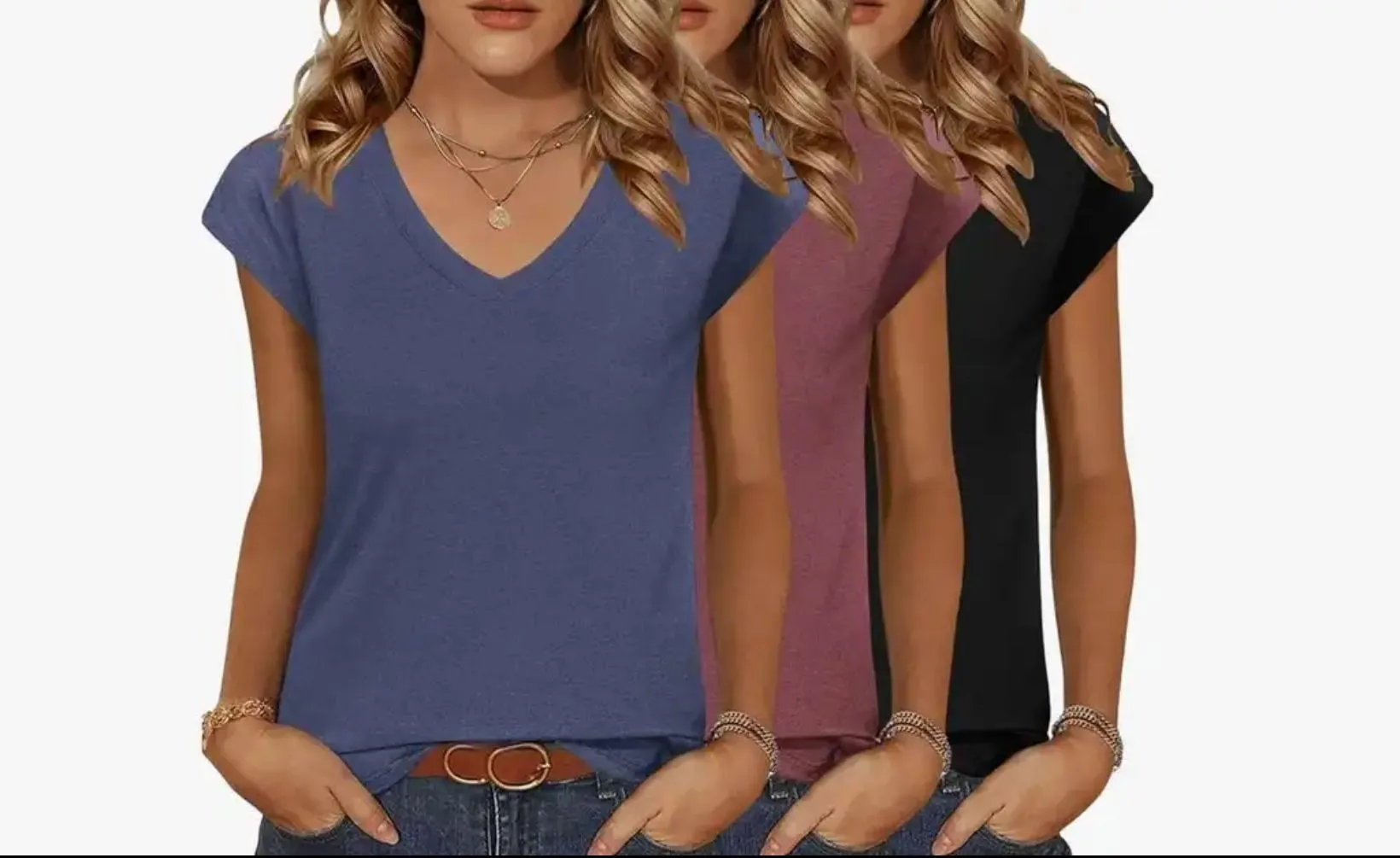 Product image for NWOT - Set of 3 V-neck T-Shirts, size Large.