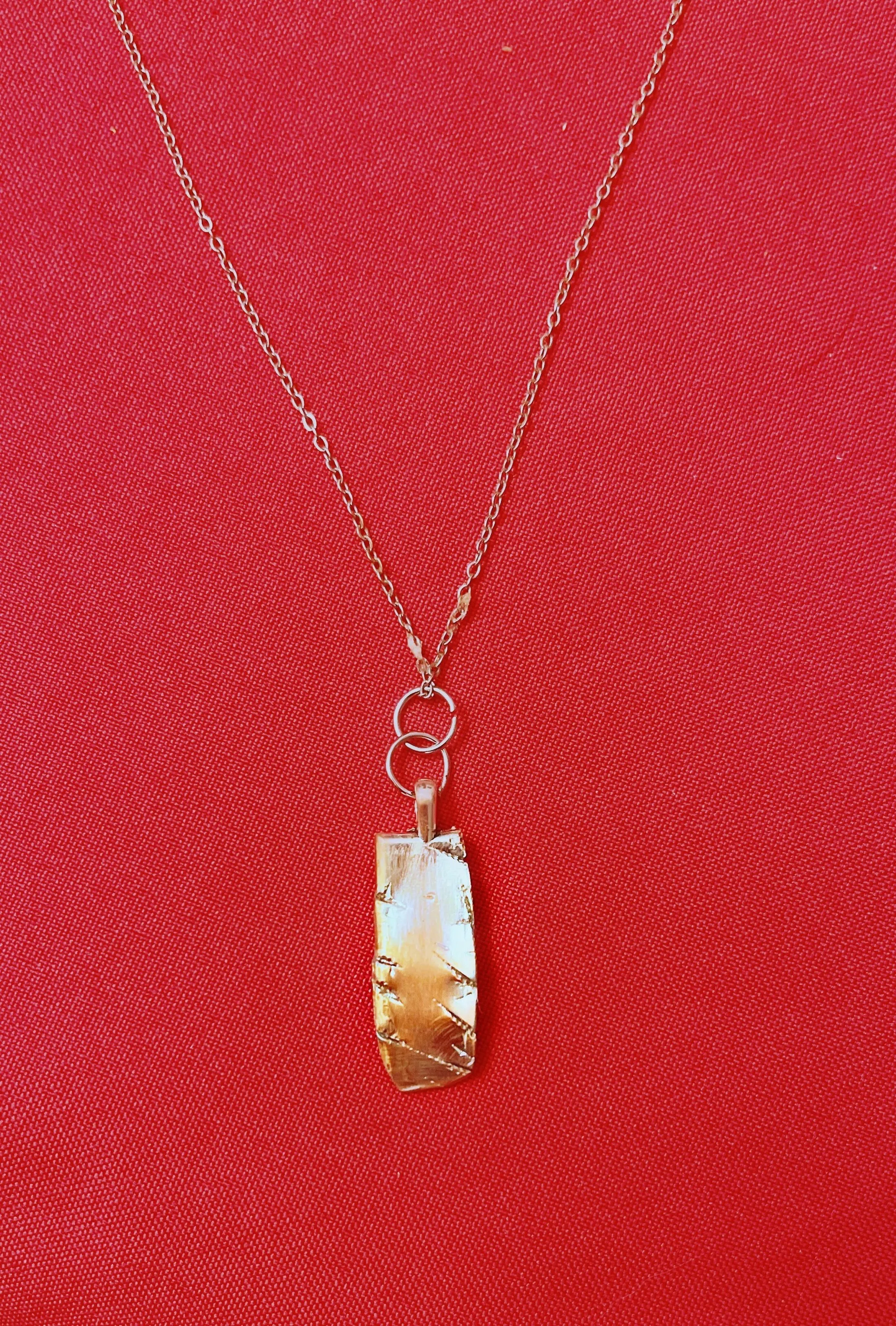 Product image for Hammered Metal Silver and Gold Rectangular Pendant Necklace