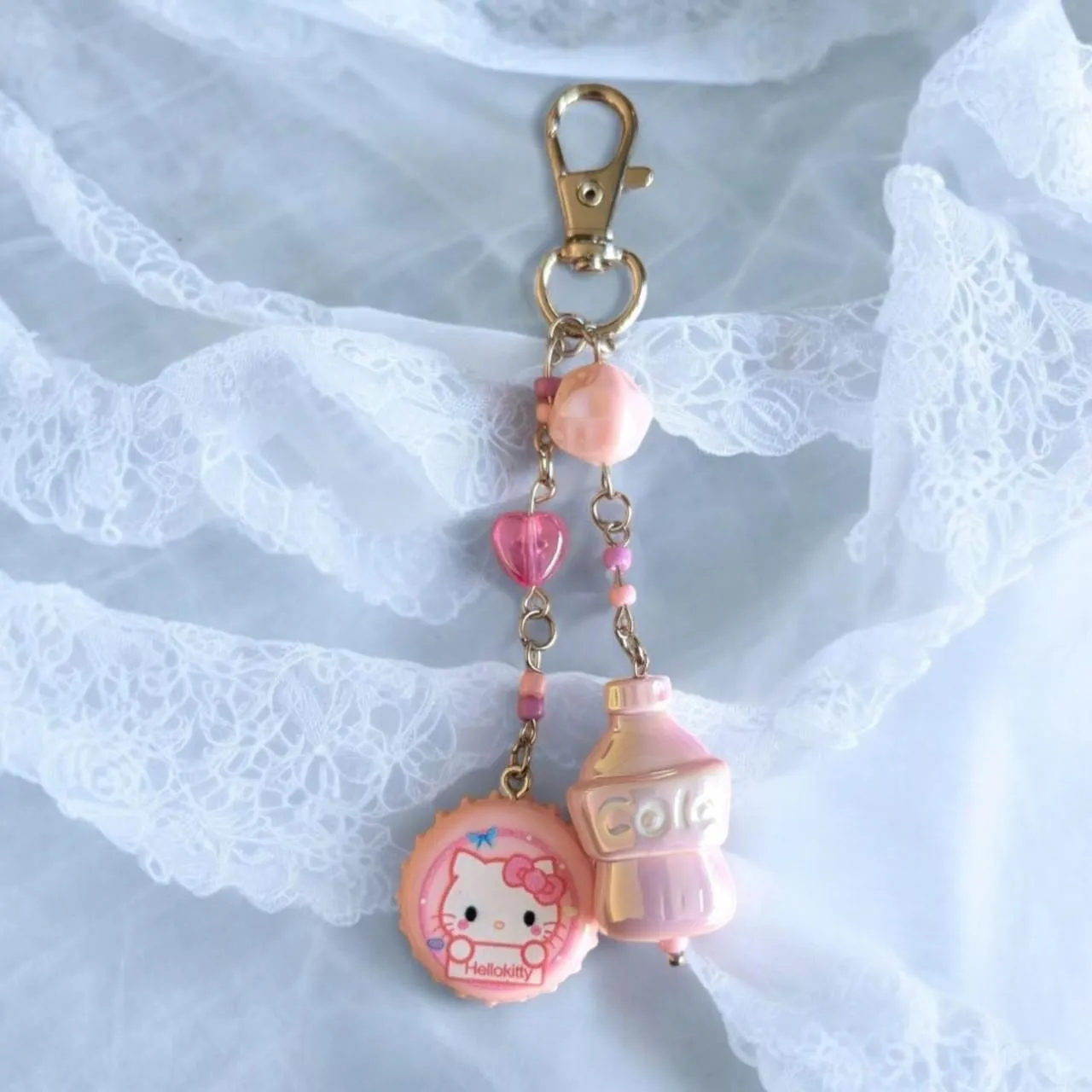 Product image for Sanrio Inspired Bottlecap Handmade Keychain Bag Charm - Hello Kitty 🌸