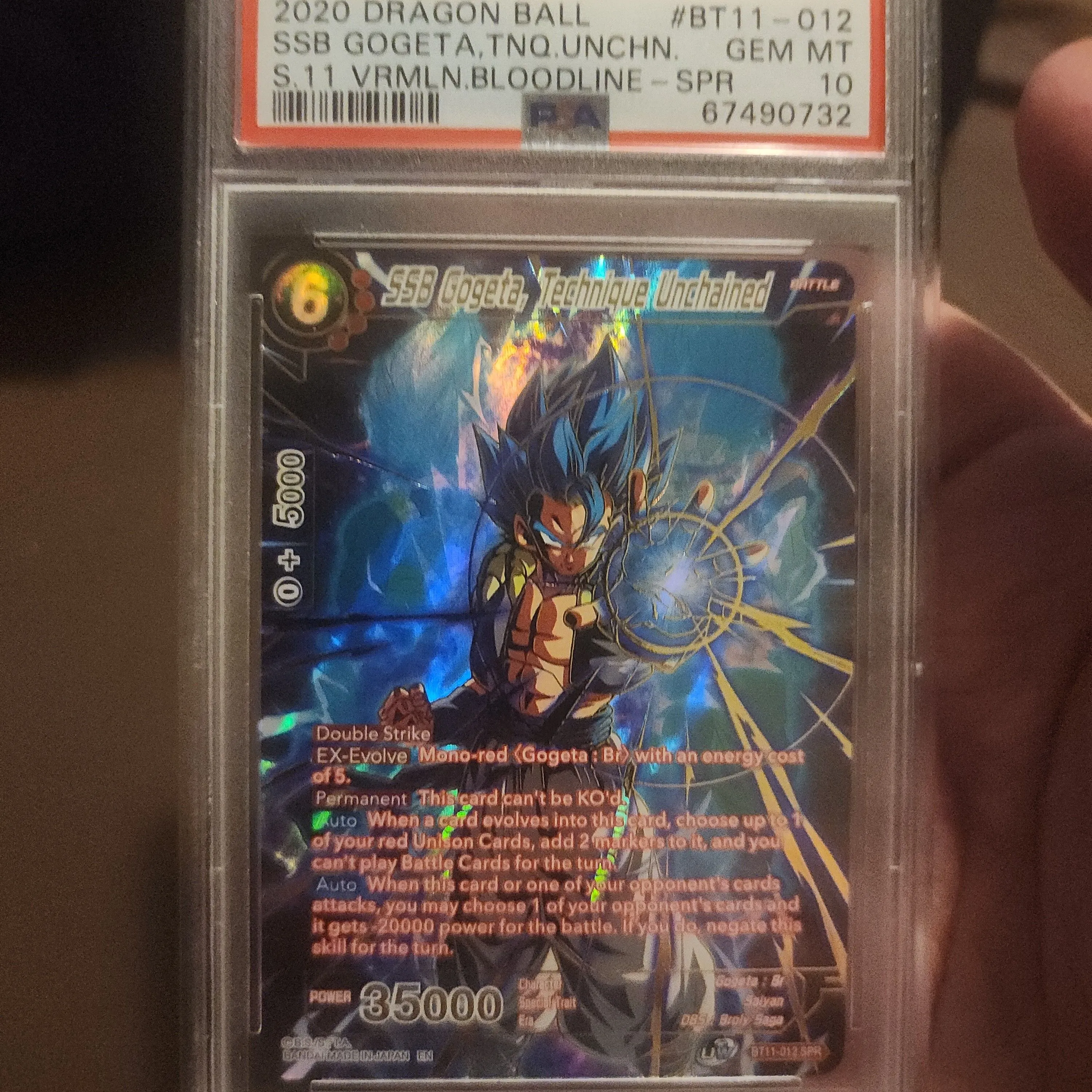 Product image for 2020 Dragon Ball Super Series 11 Vermilion Bloodline Ssb Gogeta,Tnq.Unchn. S.11 Vrmln.Bloodline-Spr PSA GEM MT 10