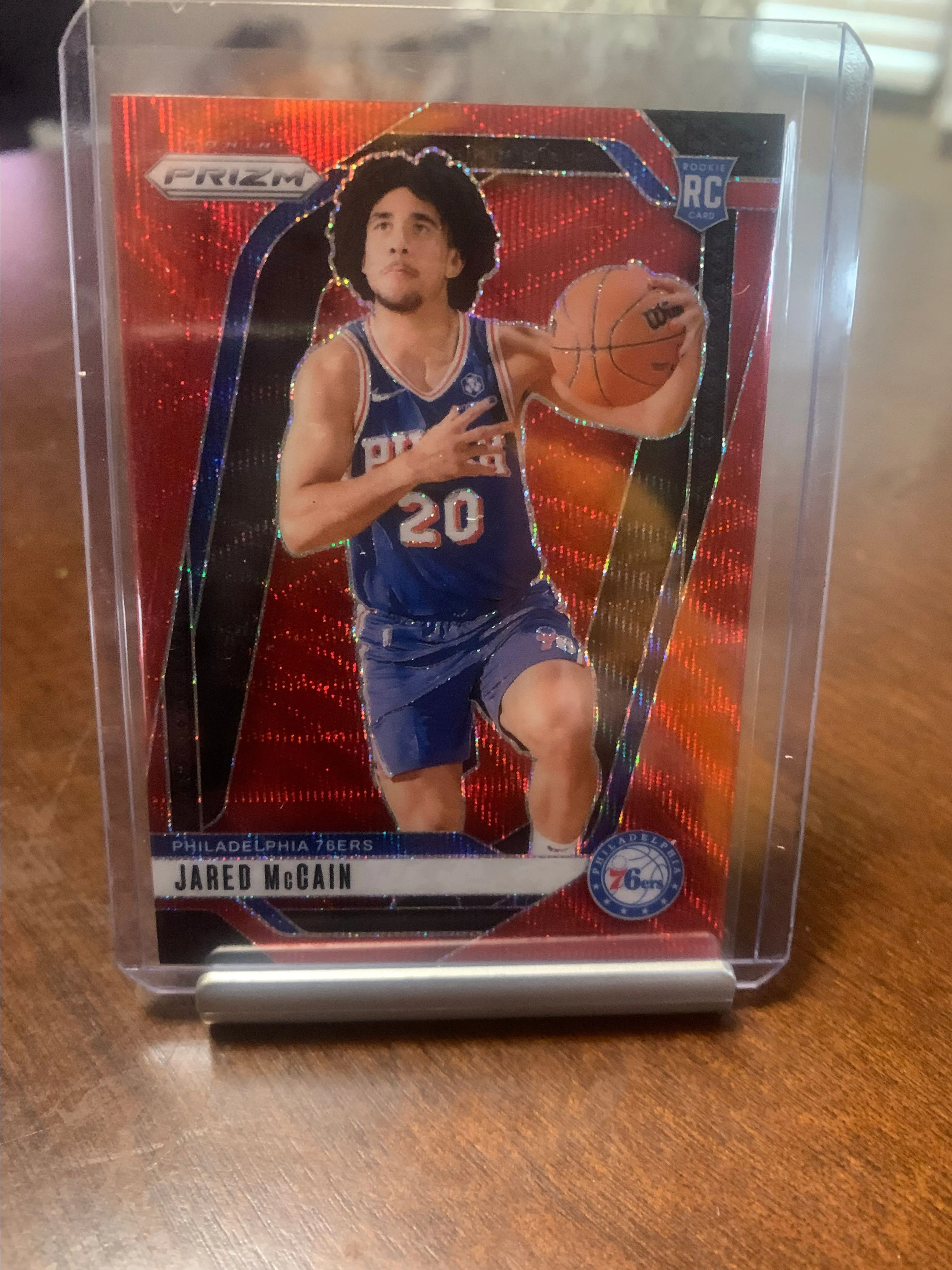 Product image for 2024-25 Prizm Basketball Jared McCain Red Wave Rookie Card