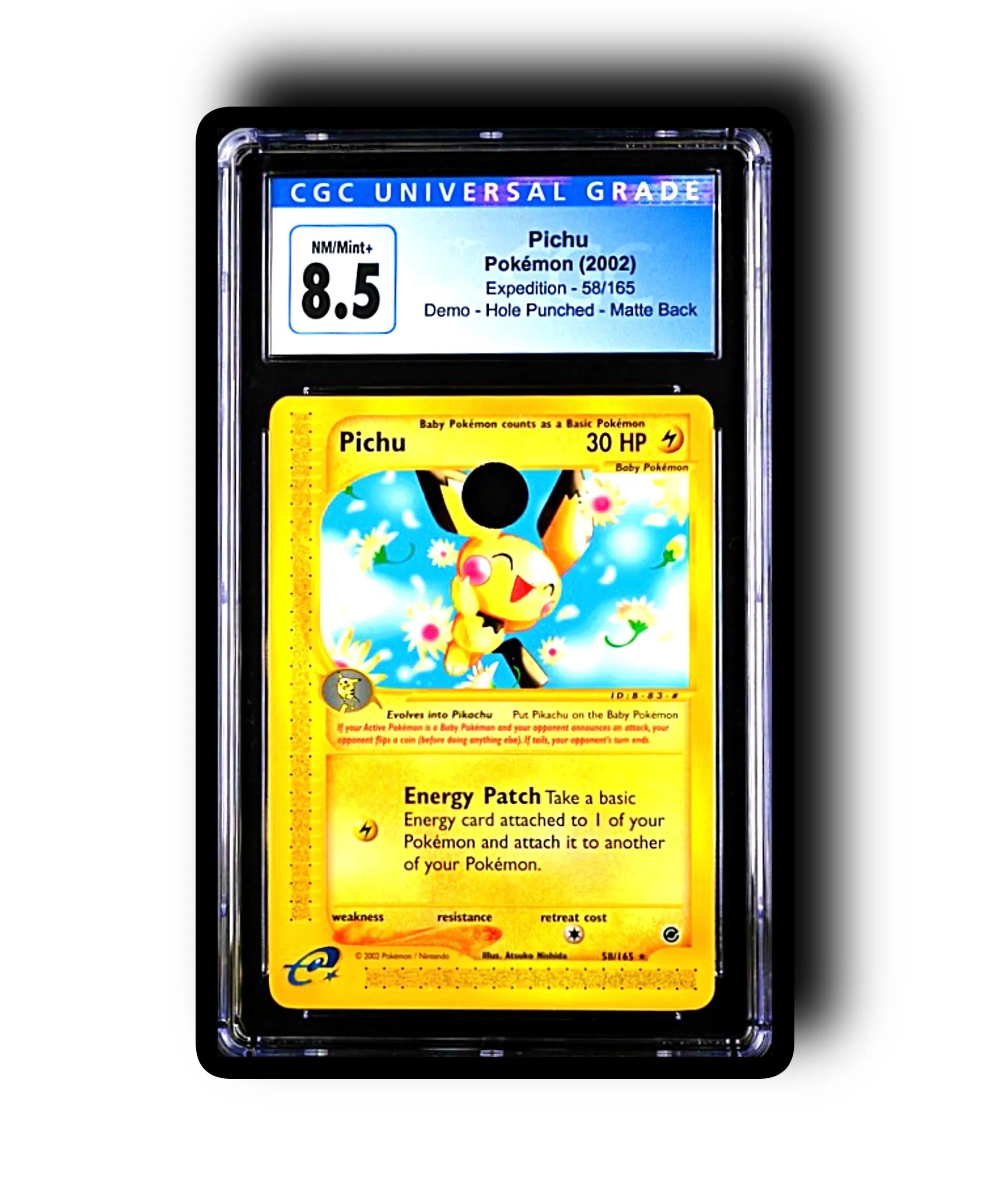 CGC 8.5 Pichu Pokmon (2002) Expedition - 58/165 Demo - Hole Punched -  Matte Back  Whatnot: Shop, Sell, Connect