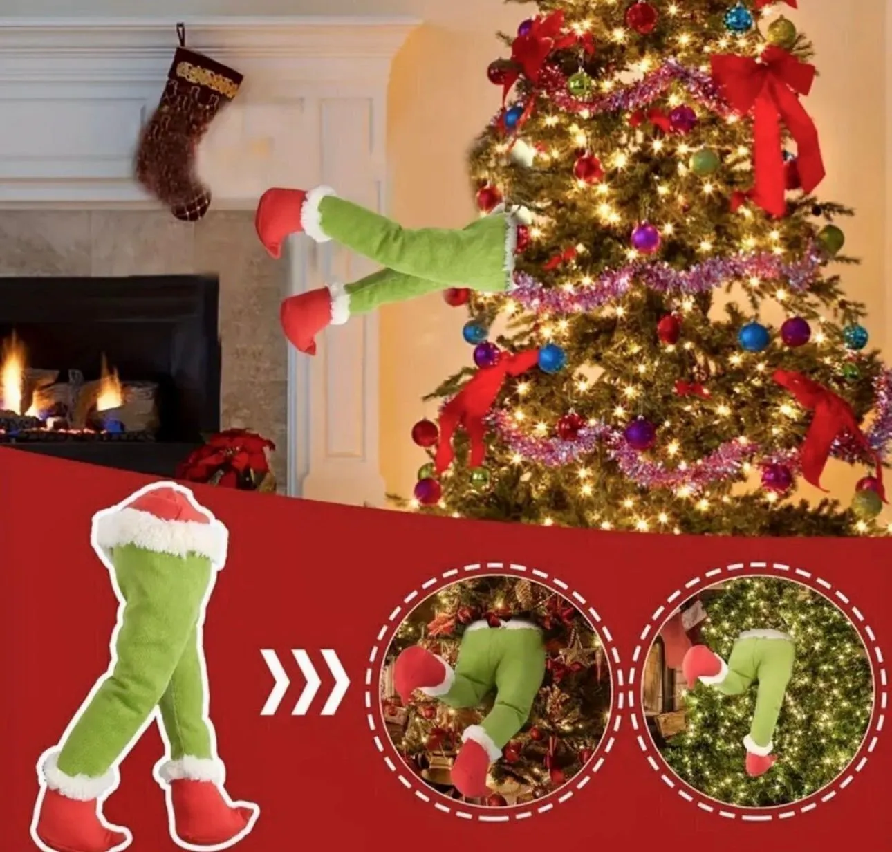 Product image for Elf Stuck in The Christmas Tree - 16" x 8.5"