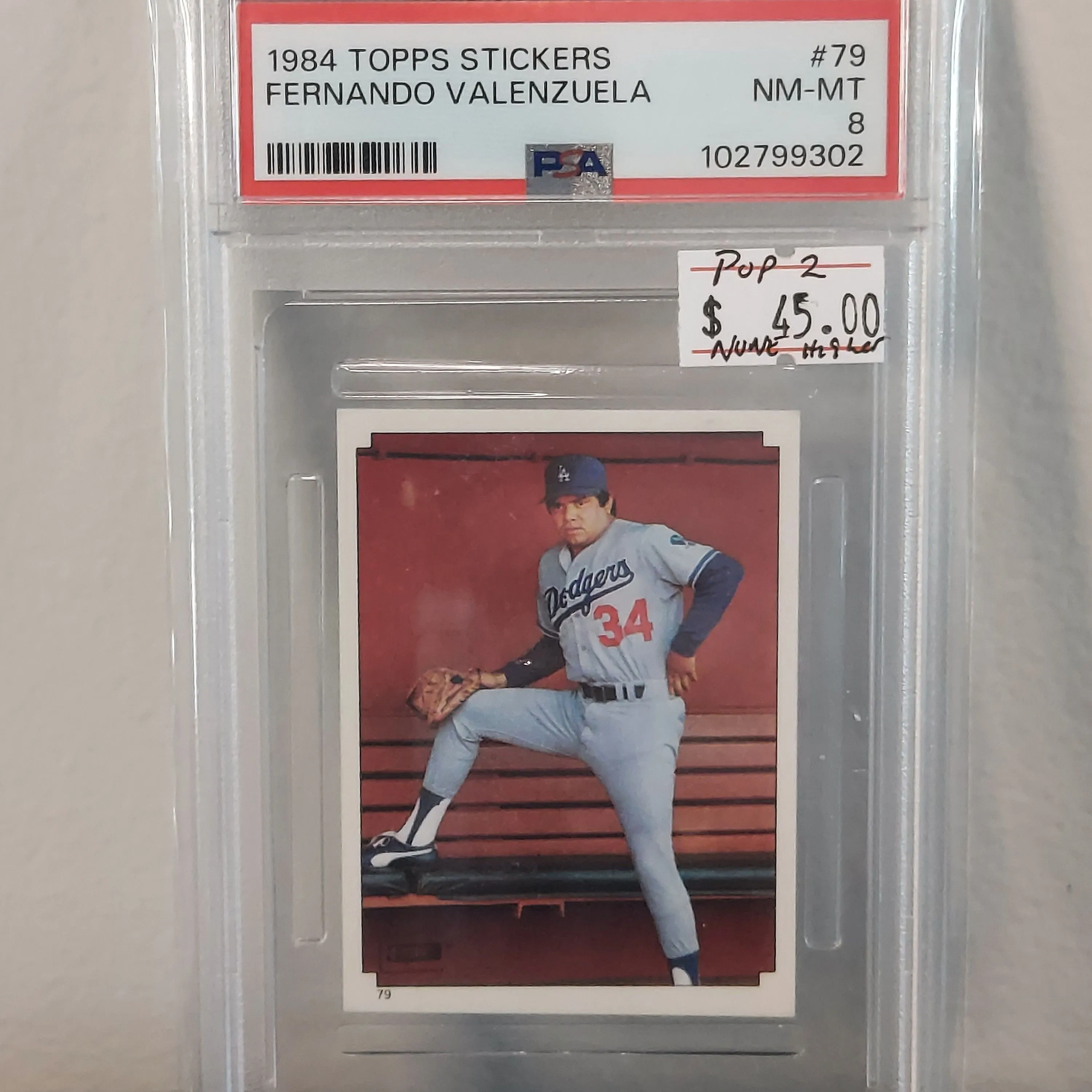 Product image for 1984 Topps Stickers 79 Fernando Valenzuela PSA 8