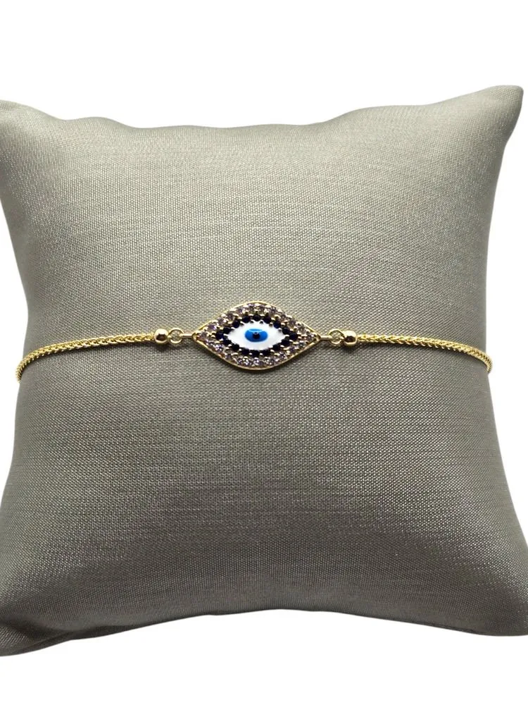 Product image for 14K YG Blue Evil Eye Adjustable Bracelet