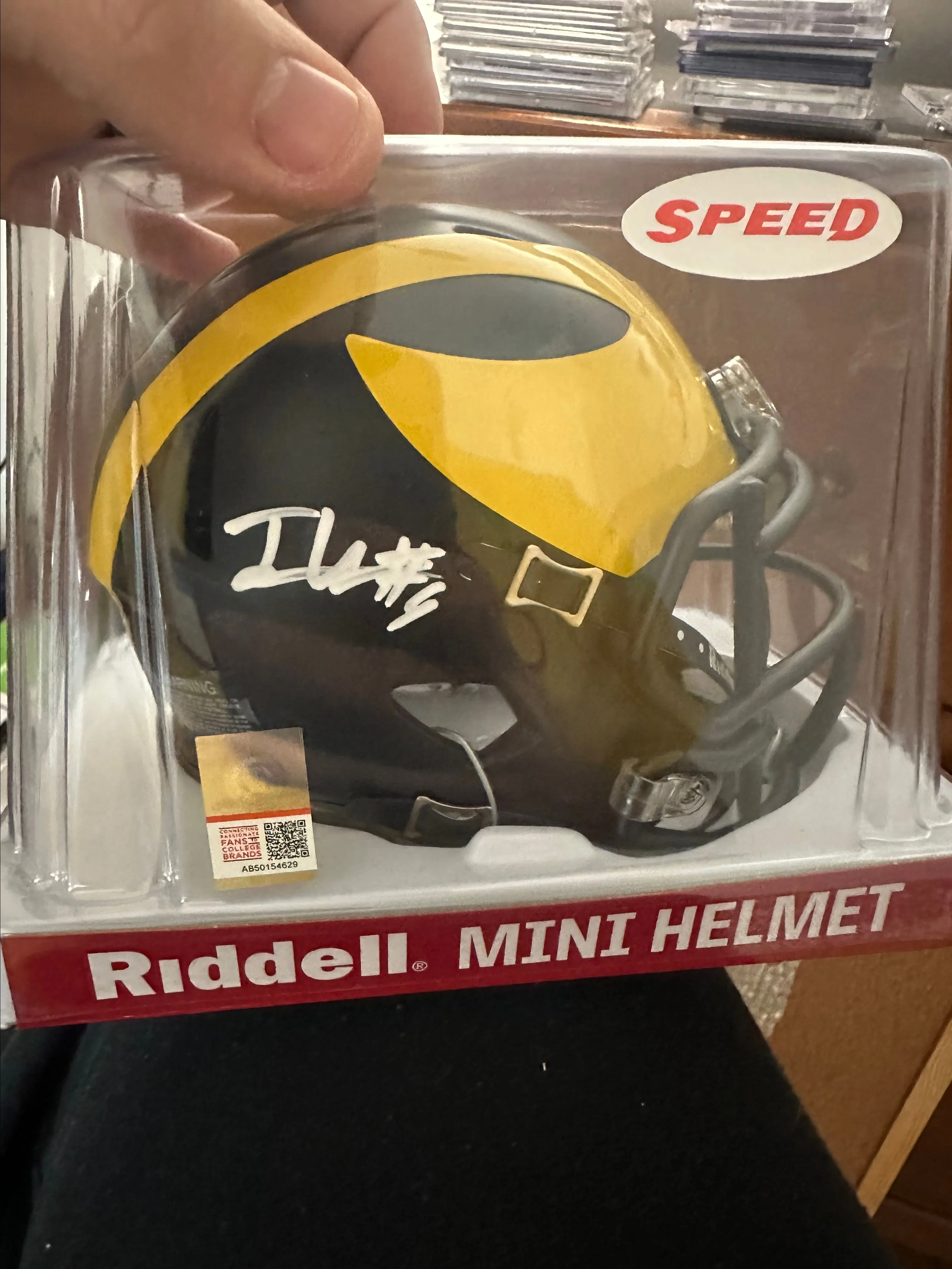Product image for Josh Uche Signed Michigan Wolverines Mini Helmet
